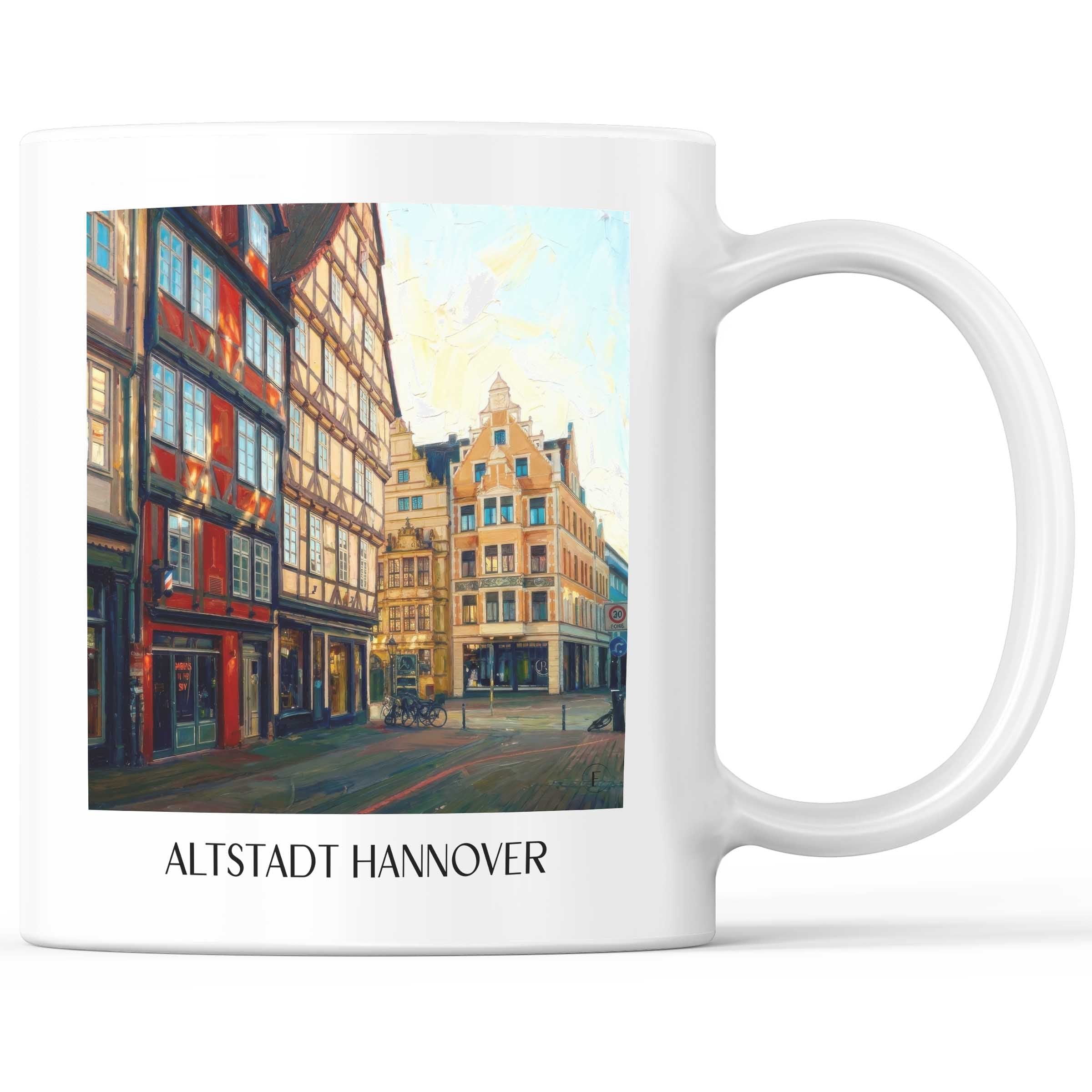 Altstadt Kaffeebecher - Hannover - Deutschland Becher - Kaffeetasse im Ölgemälde Stil