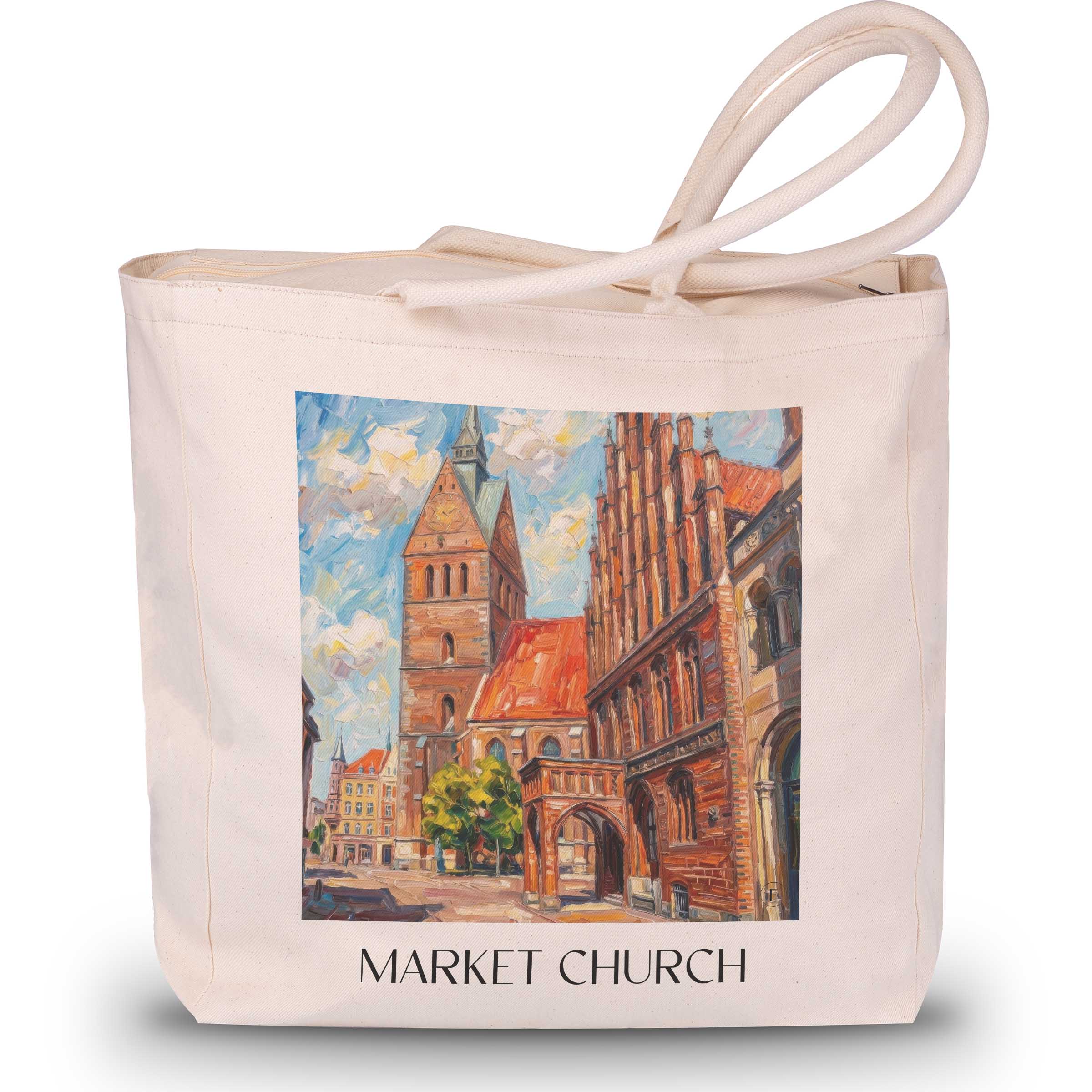 Marktkirche Shopping Tasche - Hannover - Deutschland Tote Bag - Einkaufstasche im Ölgemälde Stil