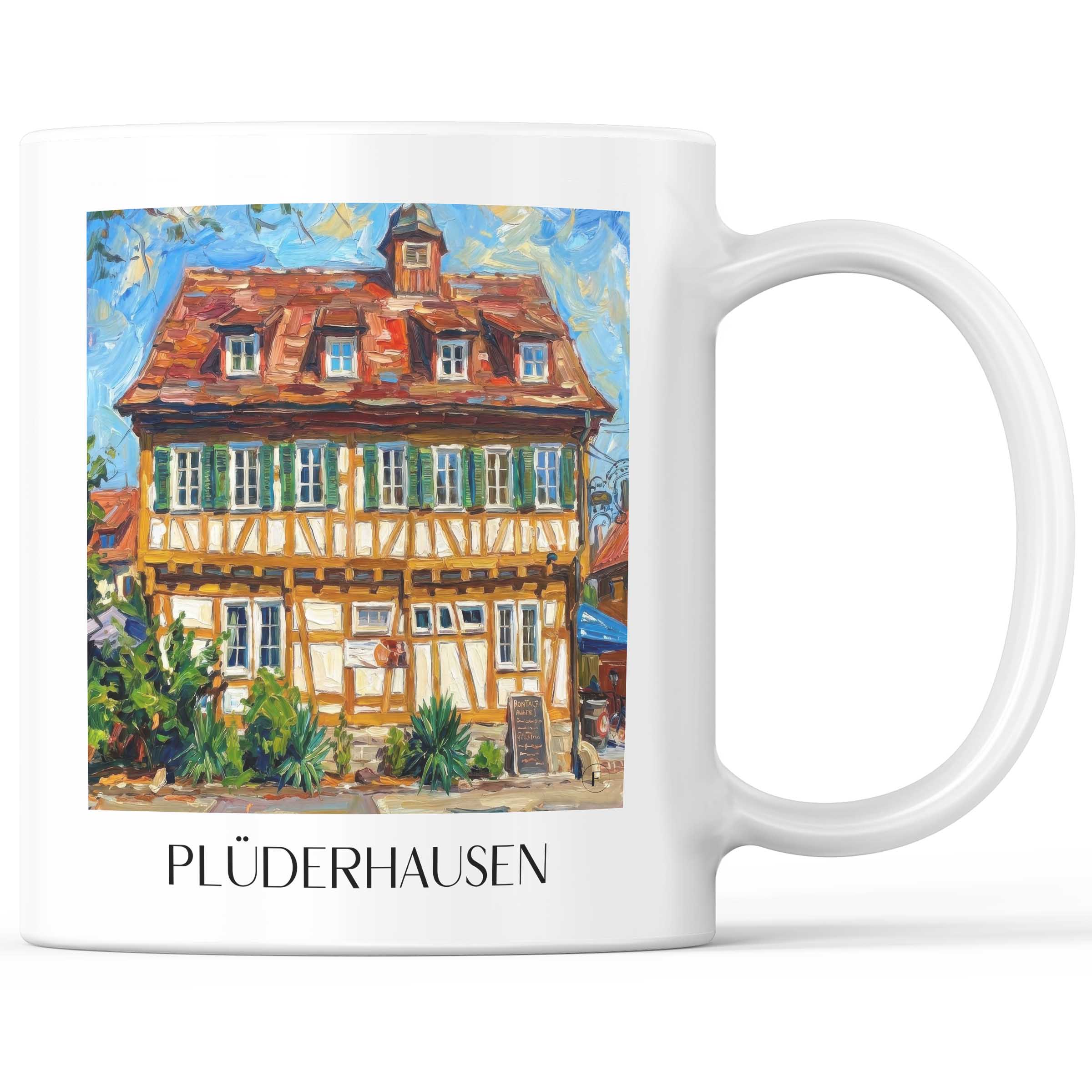 Plüderhausen - Deutschland Becher - Kaffeetasse im Ölgemälde Stil