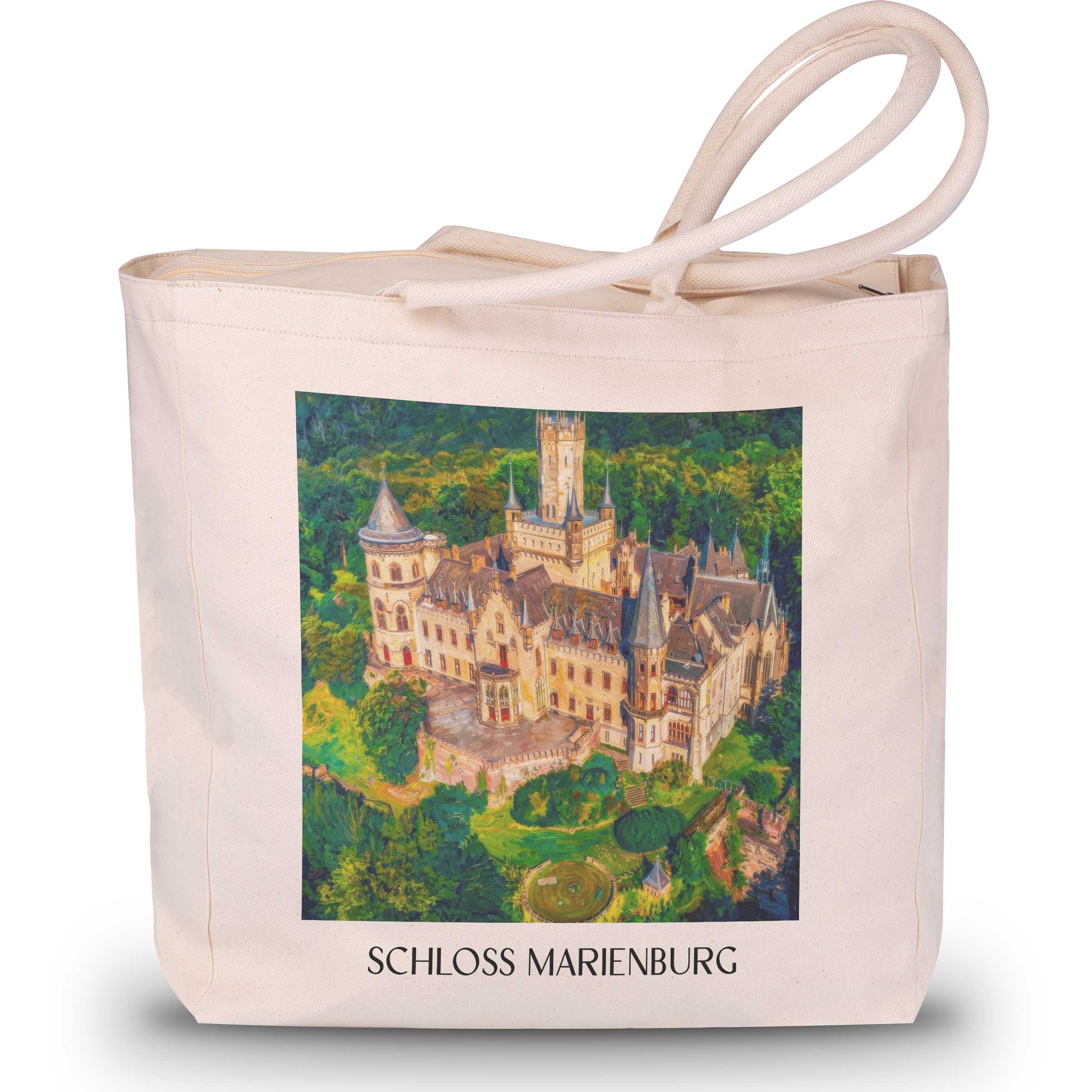 schloss-marienburg-pattensen-deutschland-einkaufstasche-oil-painting-oelgemaelde
