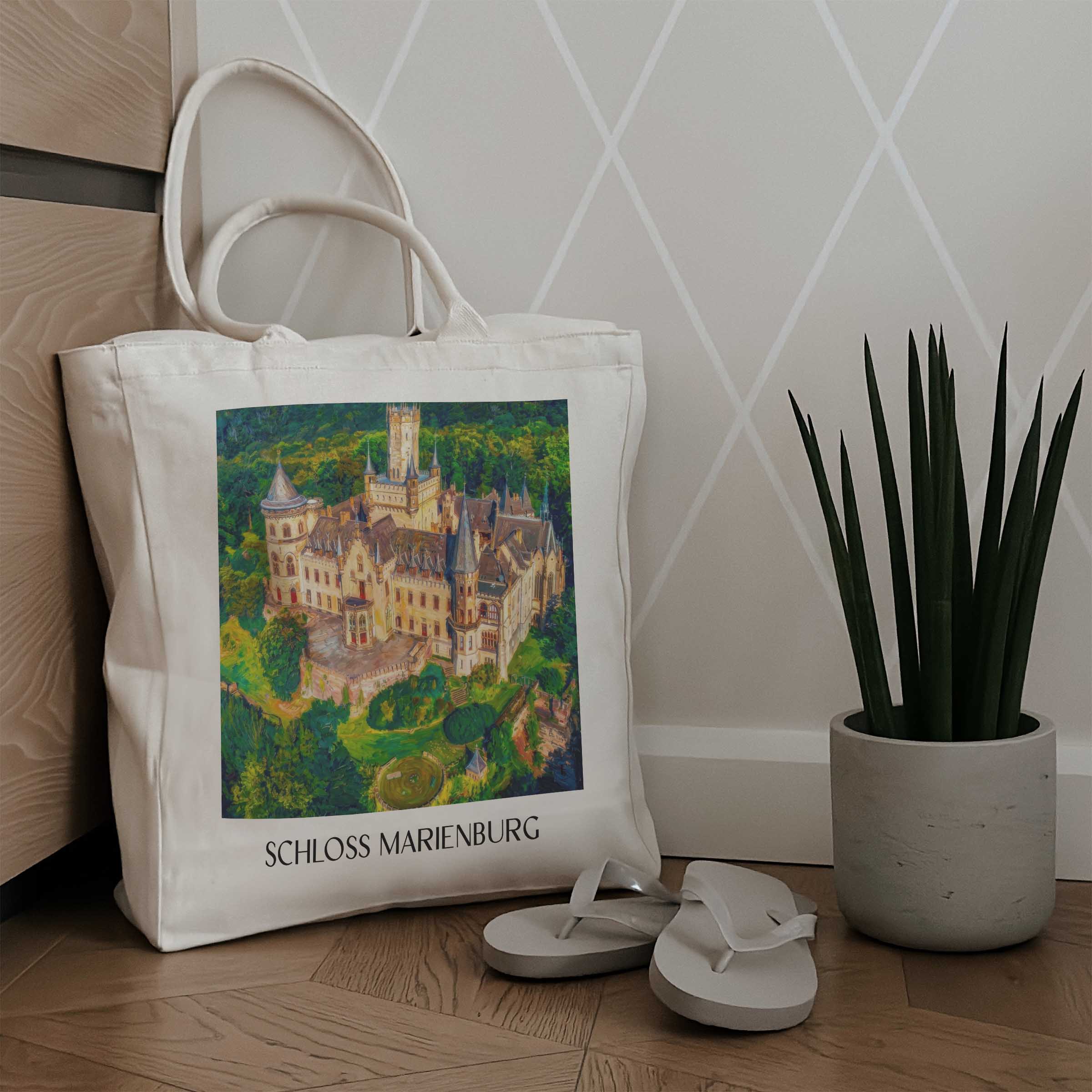 schloss-marienburg-pattensen-deutschland-einkaufstasche-oil-painting-oelgemaelde