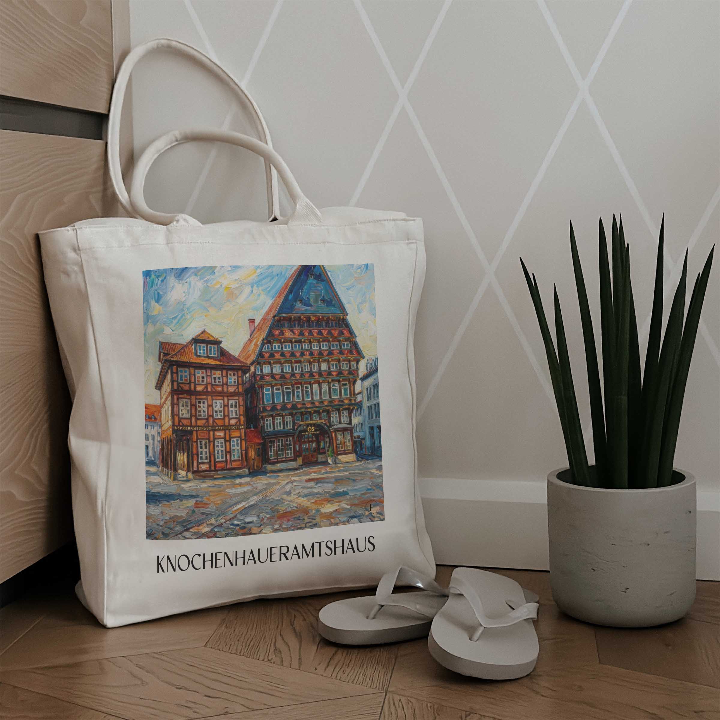 knochenhaueramtshaus-hildesheim-deutschland-einkaufstasche-oil-painting-oelgemaelde