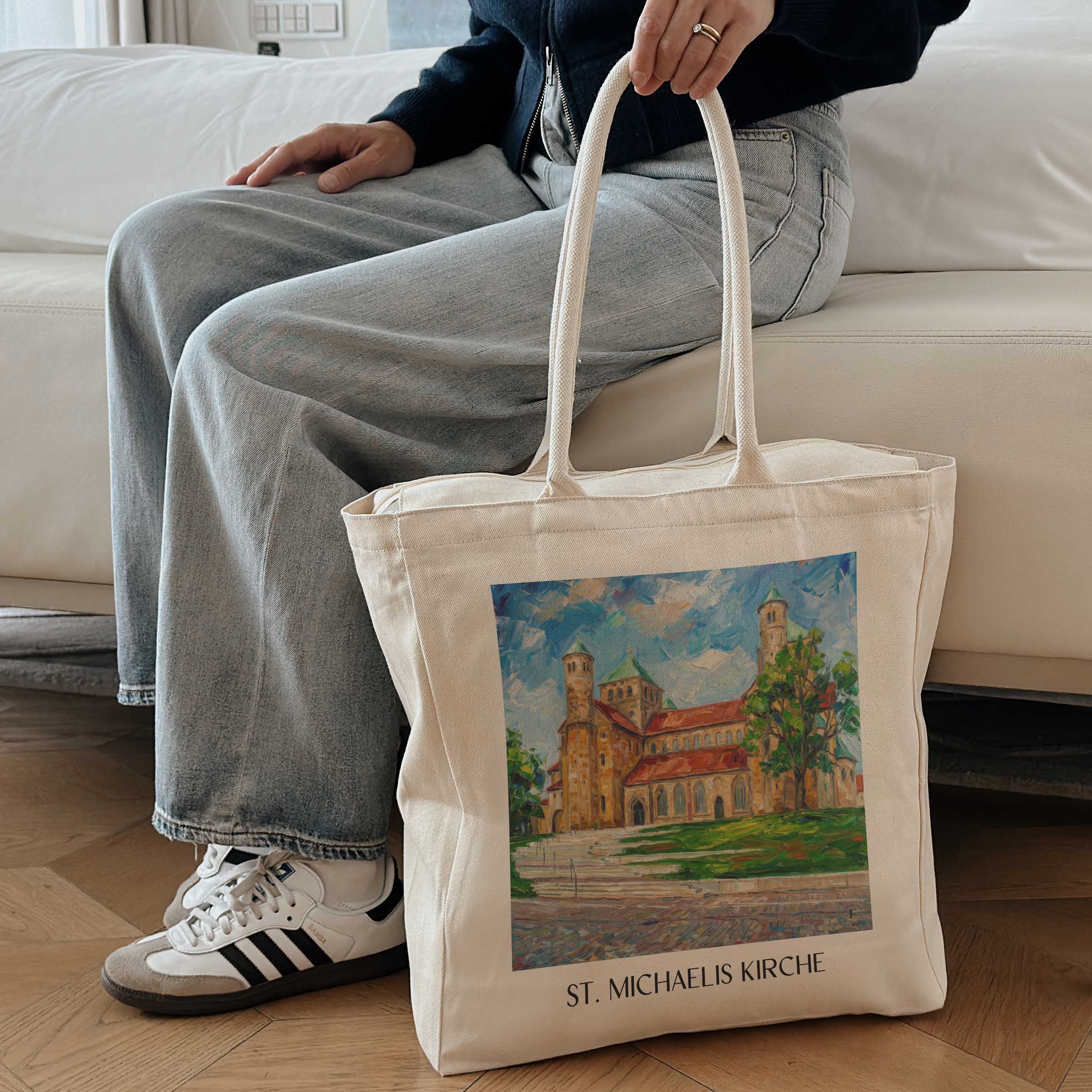 st.-michaelis-kirche-hildesheim-deutschland-einkaufstasche-oil-painting-oelgemaelde