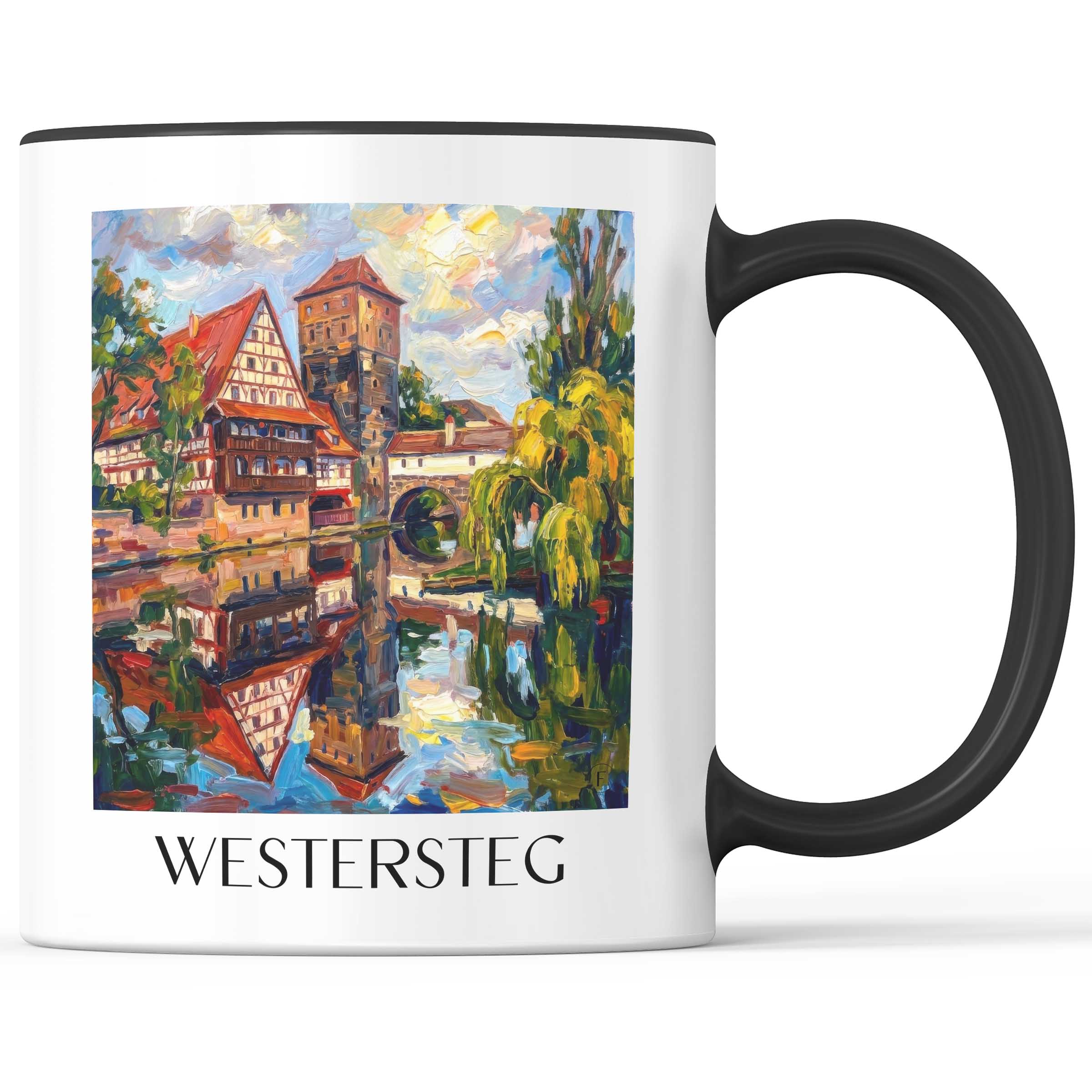 Westersteg Kaffeebecher - Nürnberg - Deutschland Becher - Kaffeetasse im Ölgemälde Stil