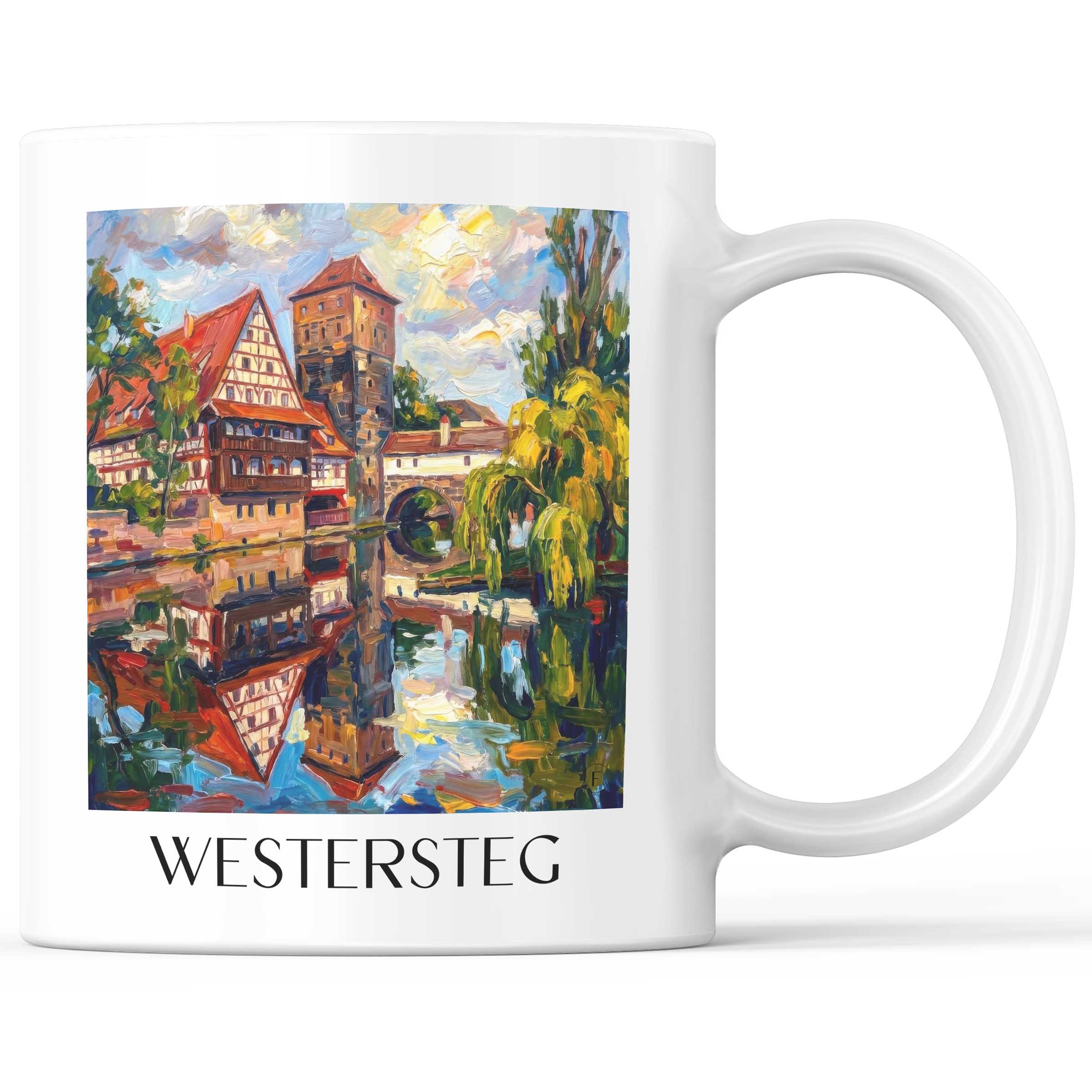 Westersteg Kaffeebecher - Nürnberg - Deutschland Becher - Kaffeetasse im Ölgemälde Stil