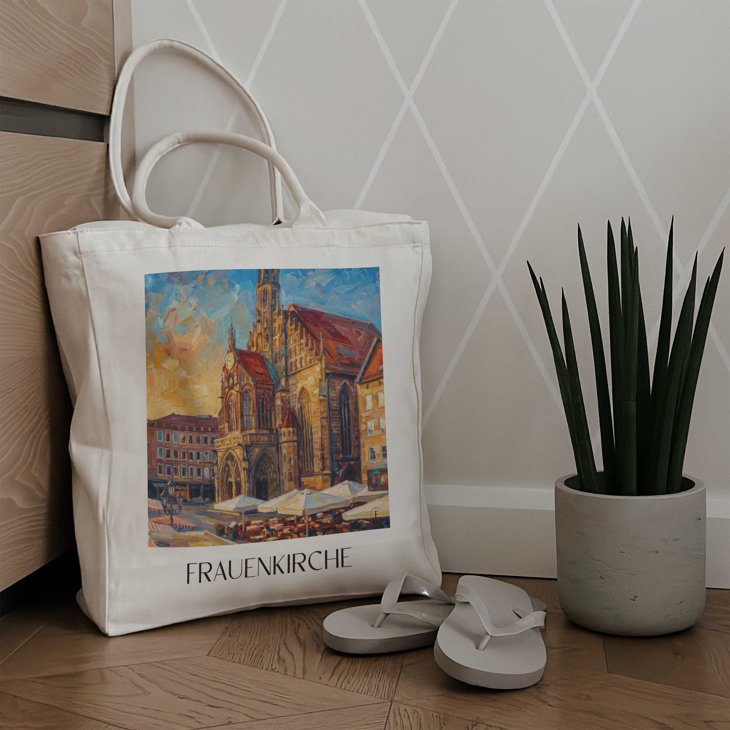 frauenkirche-nürnberg-deutschland-einkaufstasche-oil-painting-oelgemaelde