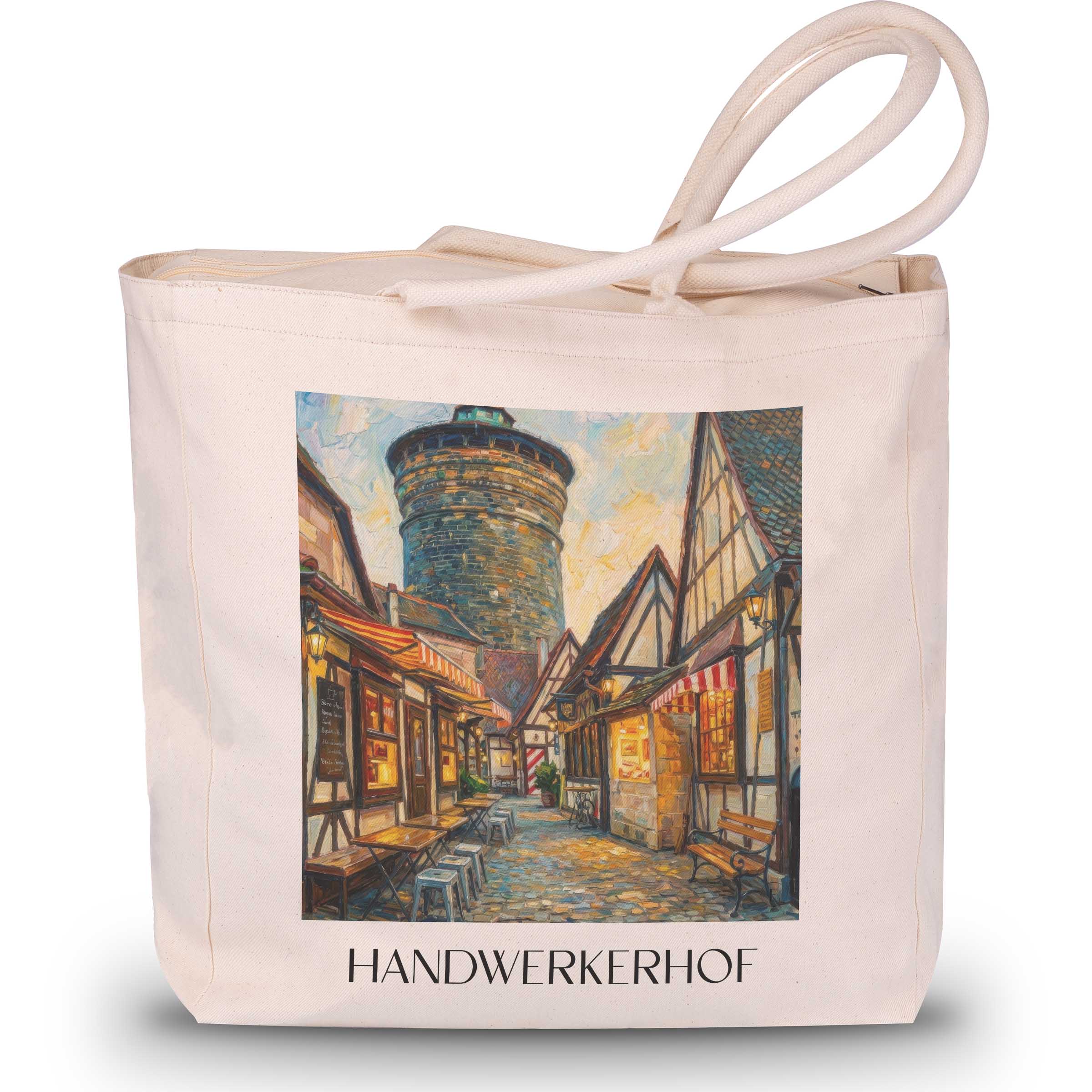 handwerkerhof-nürnberg-deutschland-einkaufstasche-oil-painting-oelgemaelde