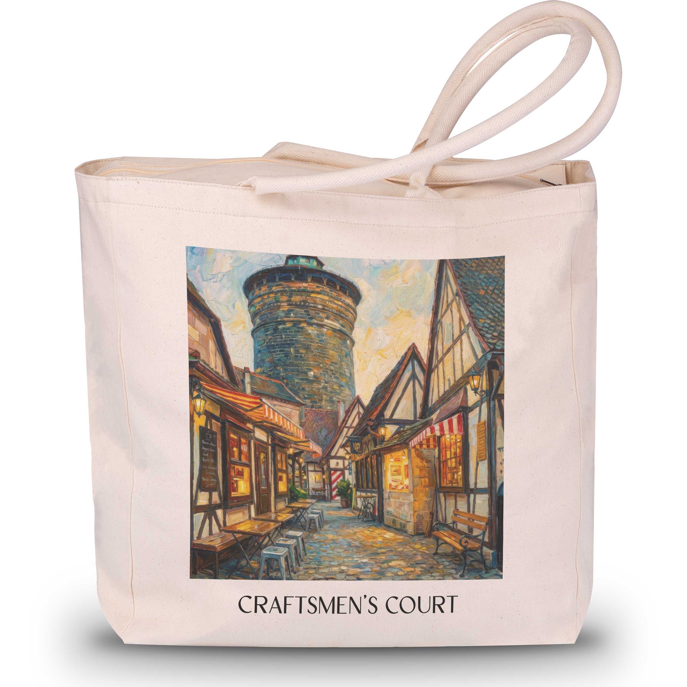 Handwerkerhof Shopping Tasche - Nürnberg - Deutschland Tote Bag - Einkaufstasche im Ölgemälde Stil