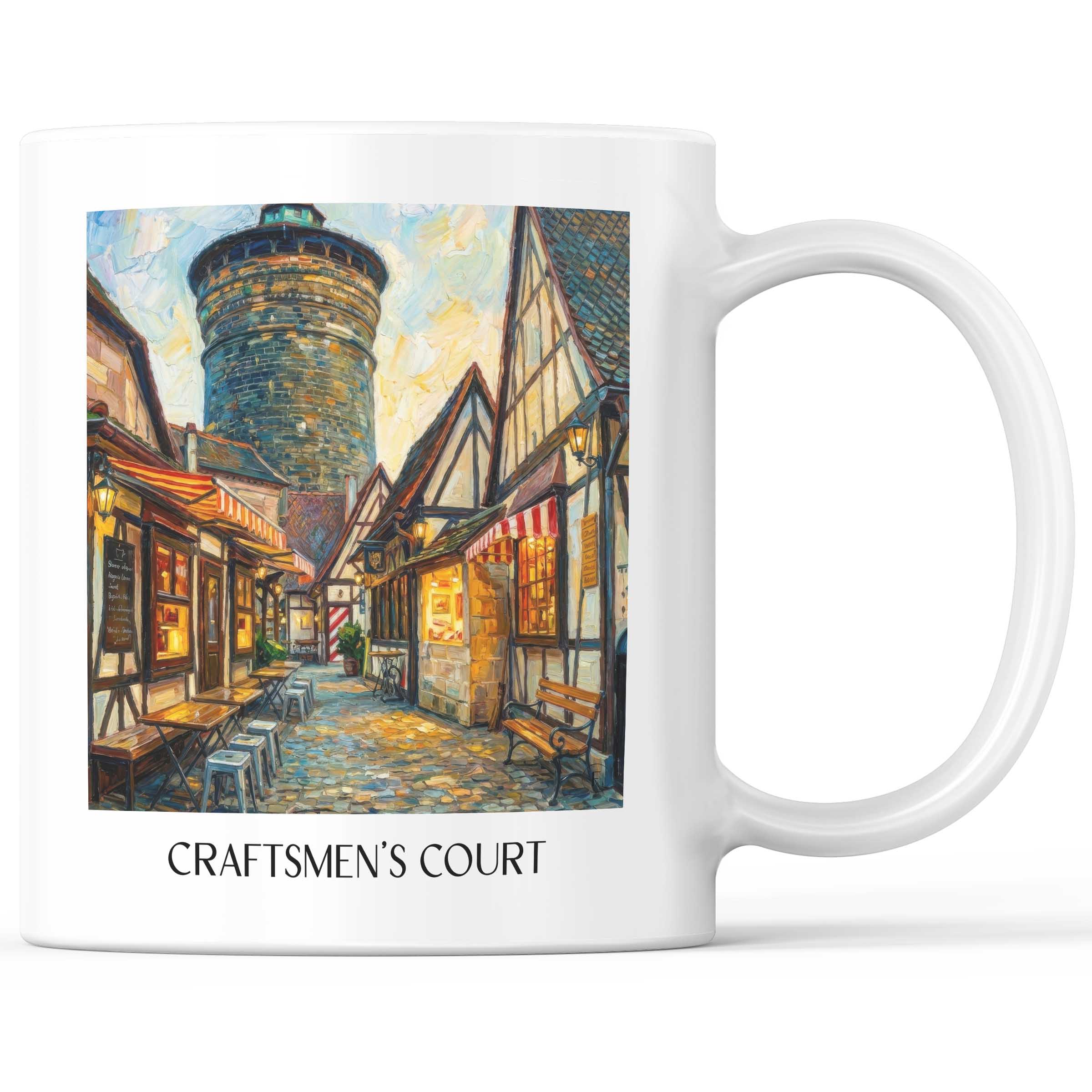 Handwerkerhof Kaffeebecher - Nürnberg - Deutschland Becher - Kaffeetasse im Ölgemälde Stil