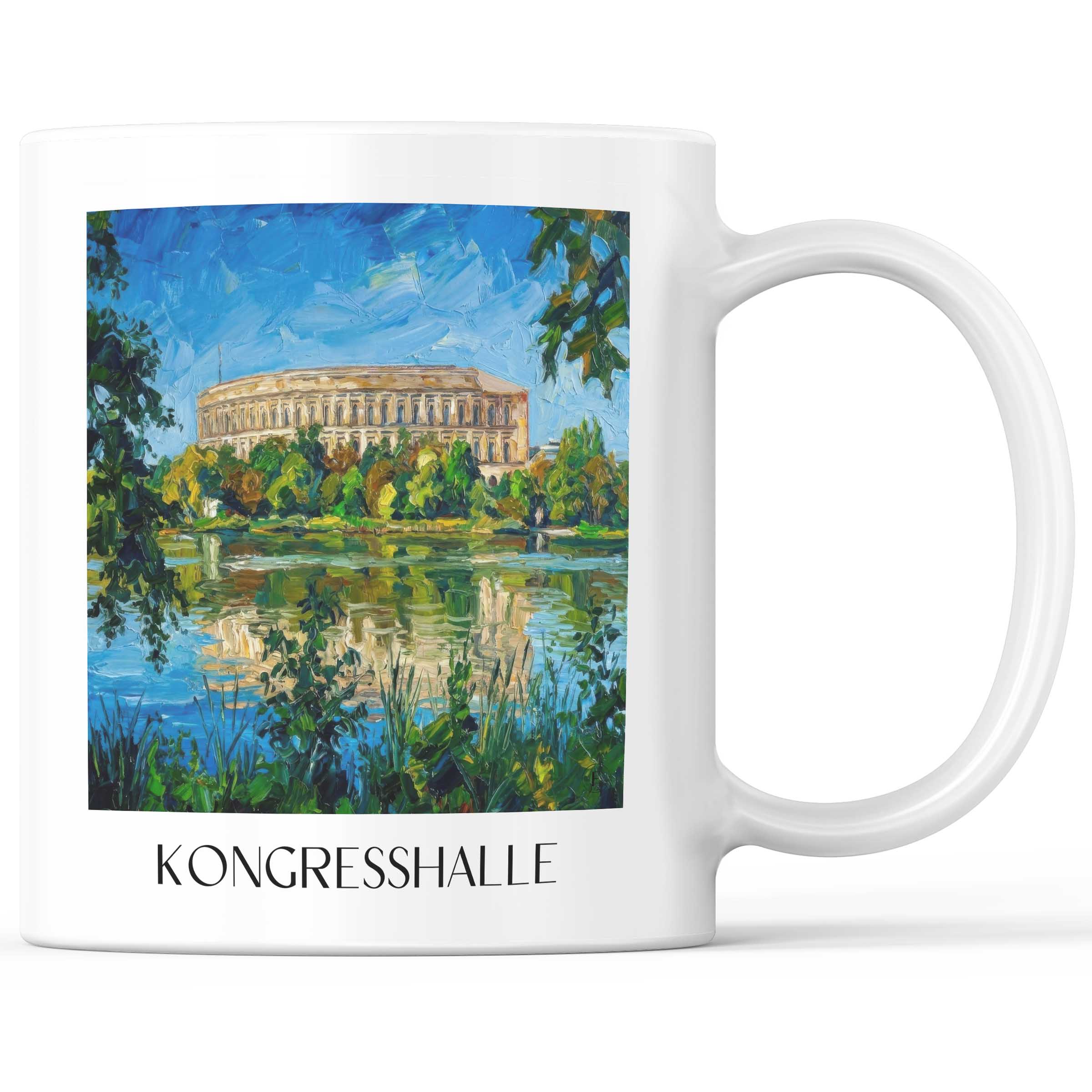 Kongresshalle Kaffeebecher - Nürnberg - Deutschland Becher - Kaffeetasse im Ölgemälde Stil
