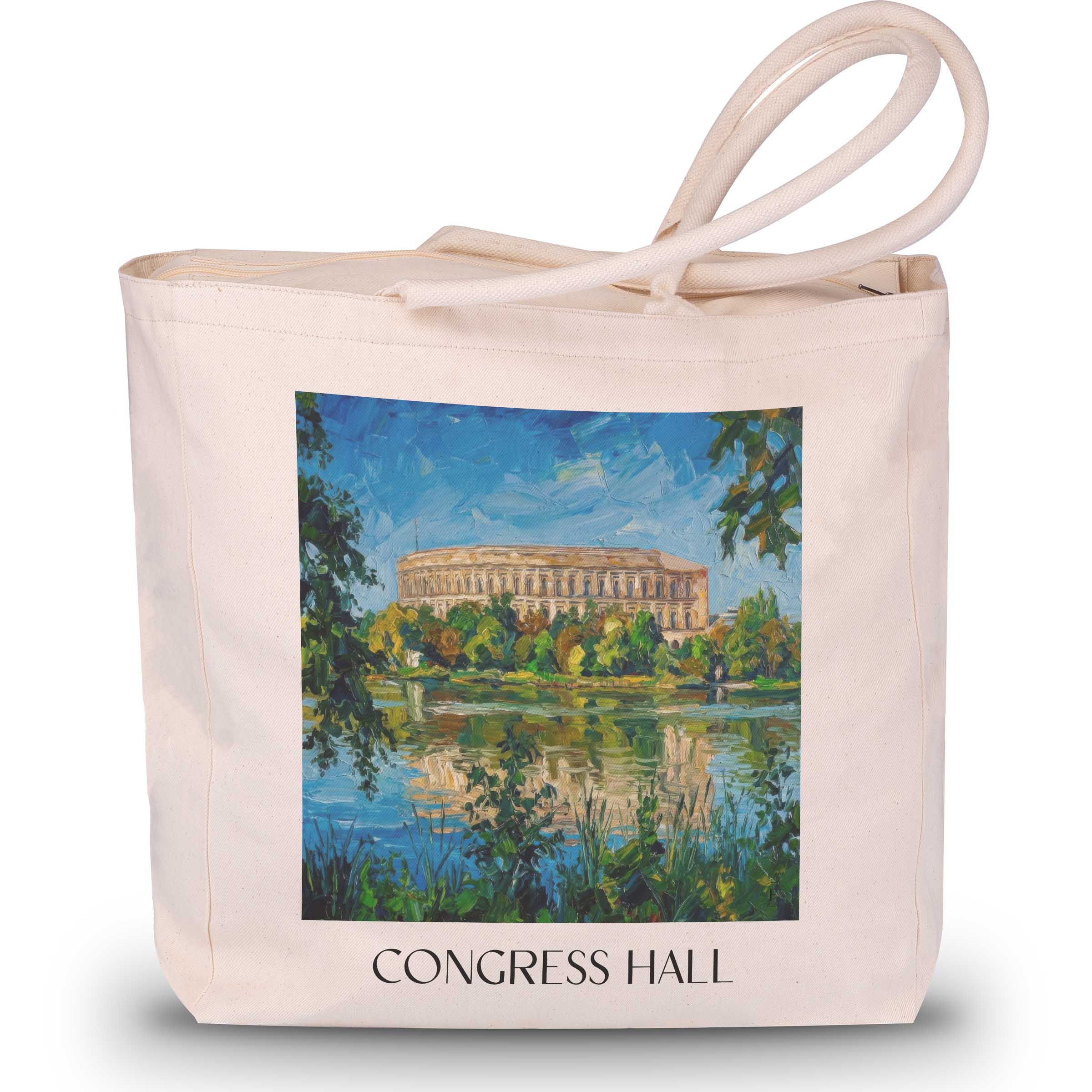 Kongresshalle Shopping Tasche - Nürnberg - Deutschland Tote Bag - Einkaufstasche im Ölgemälde Stil