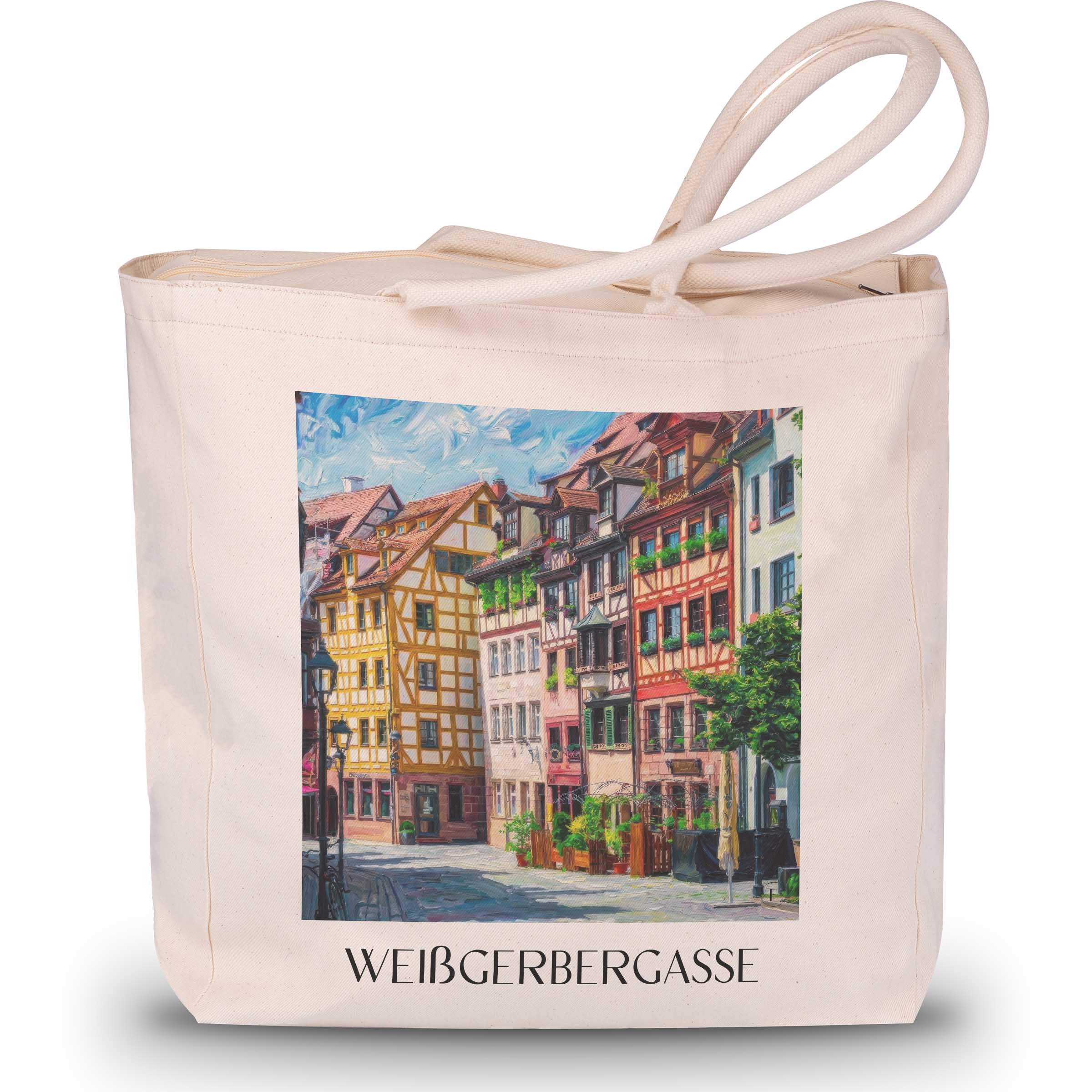weißgerbergasse-nürnberg-deutschland-einkaufstasche-oil-painting-oelgemaelde