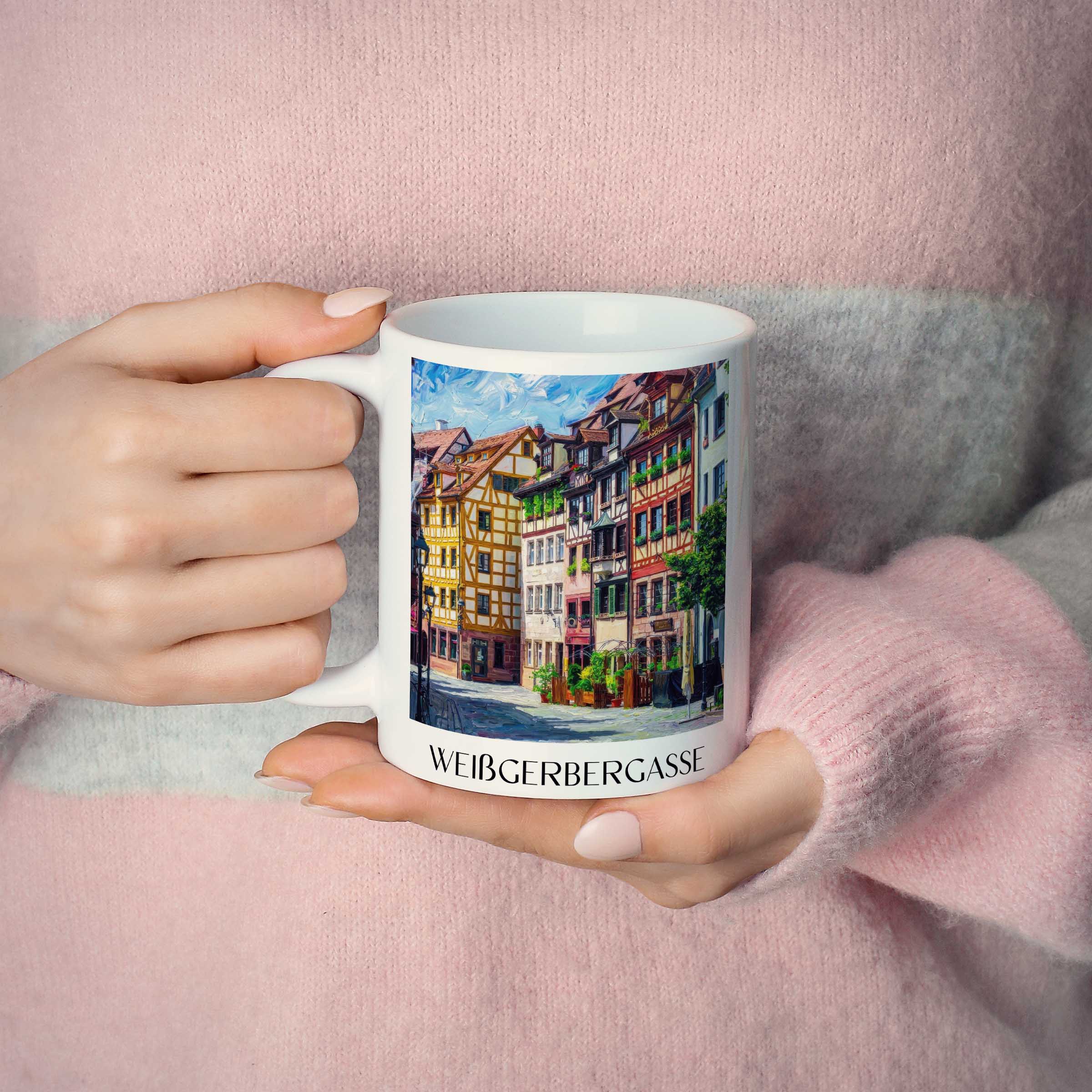 weißgerbergasse-nürnberg-deutschland-kaffeebecher-oil-painting-oelgemaelde