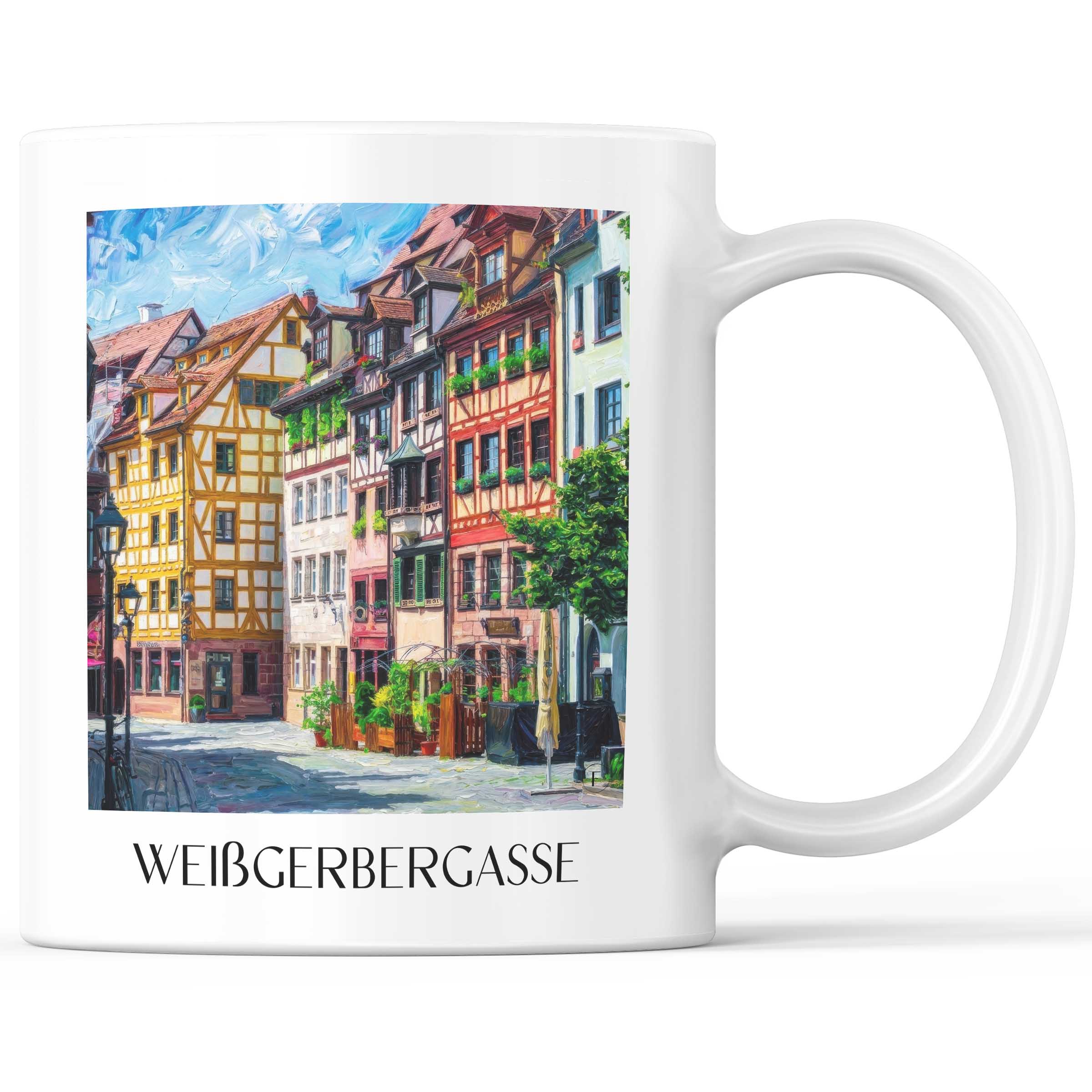 Weißgerbergasse Kaffeebecher - Nürnberg - Deutschland Becher - Kaffeetasse im Ölgemälde Stil