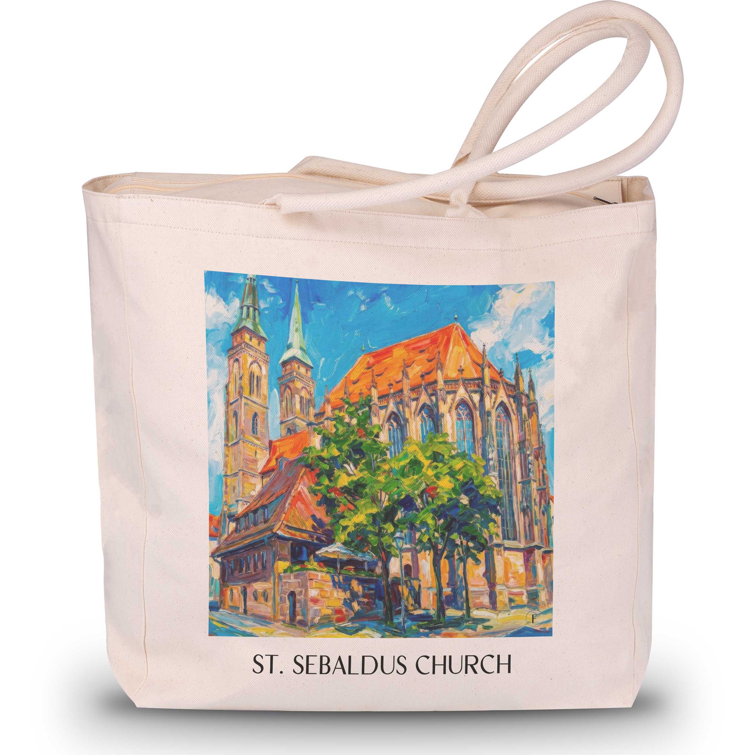 Sebalduskirche Shopping Tasche - Nürnberg - Deutschland Tote Bag - Einkaufstasche im Ölgemälde Stil