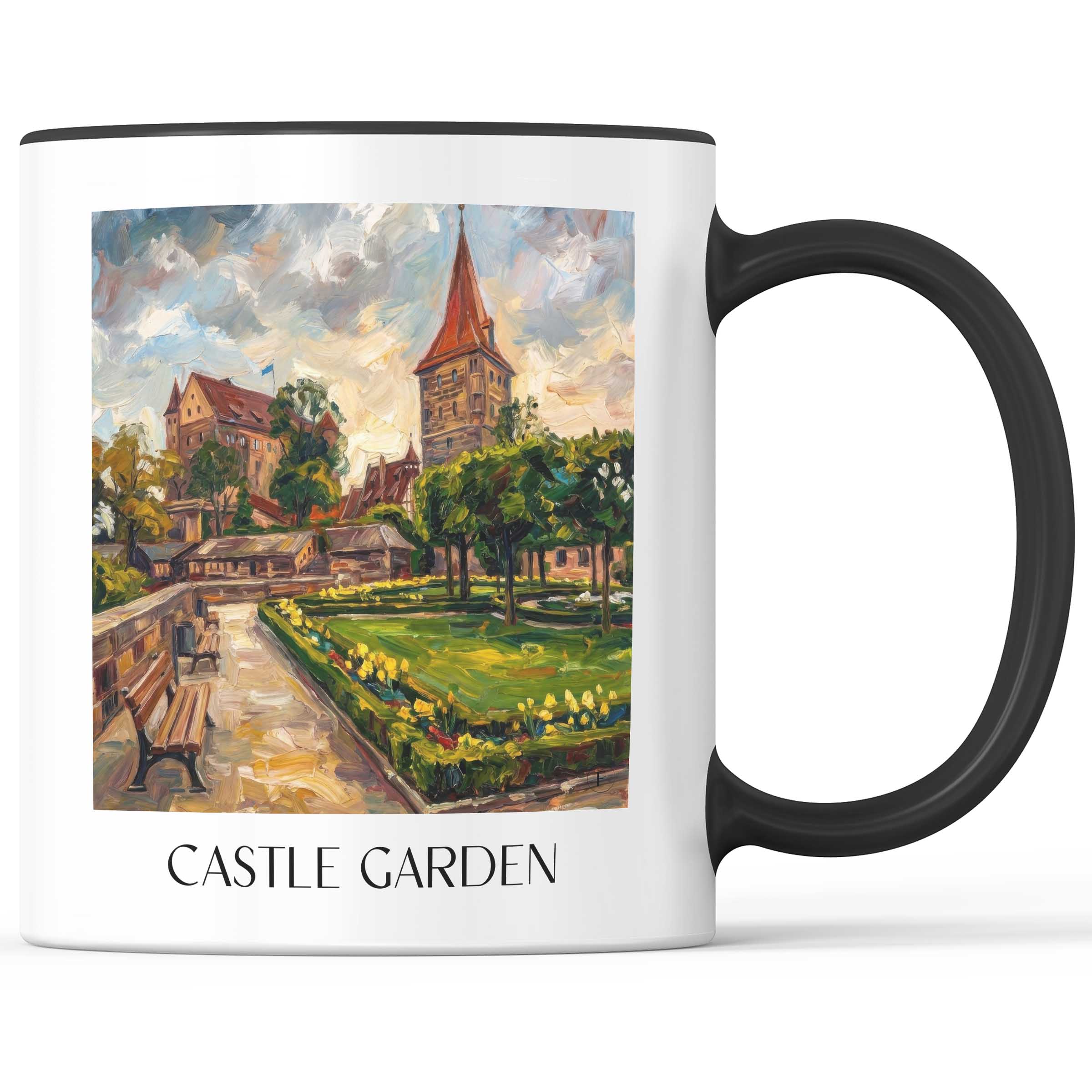 Burggarten Kaffeebecher - Nürnberg - Deutschland Becher - Kaffeetasse im Ölgemälde Stil