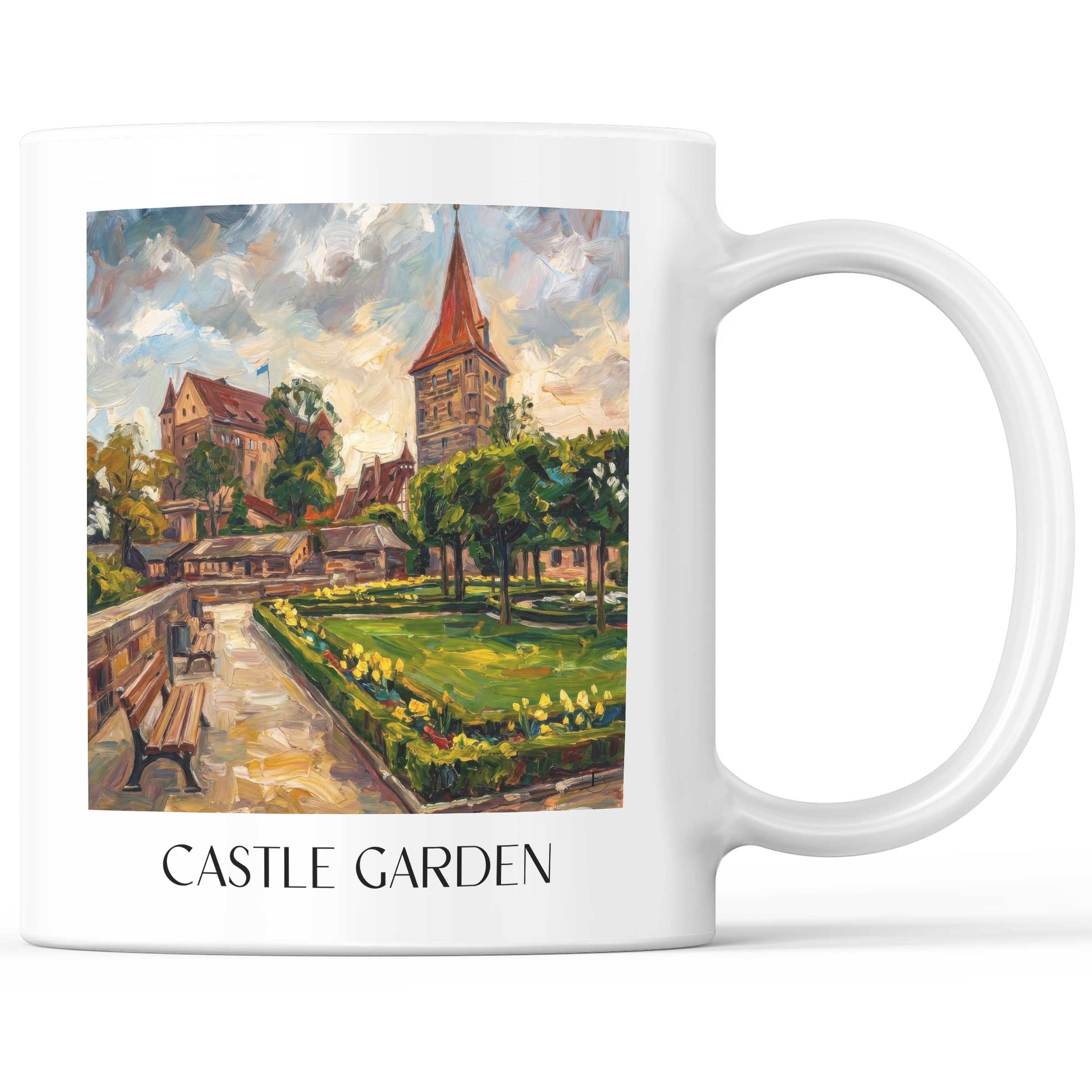 Burggarten Kaffeebecher - Nürnberg - Deutschland Becher - Kaffeetasse im Ölgemälde Stil