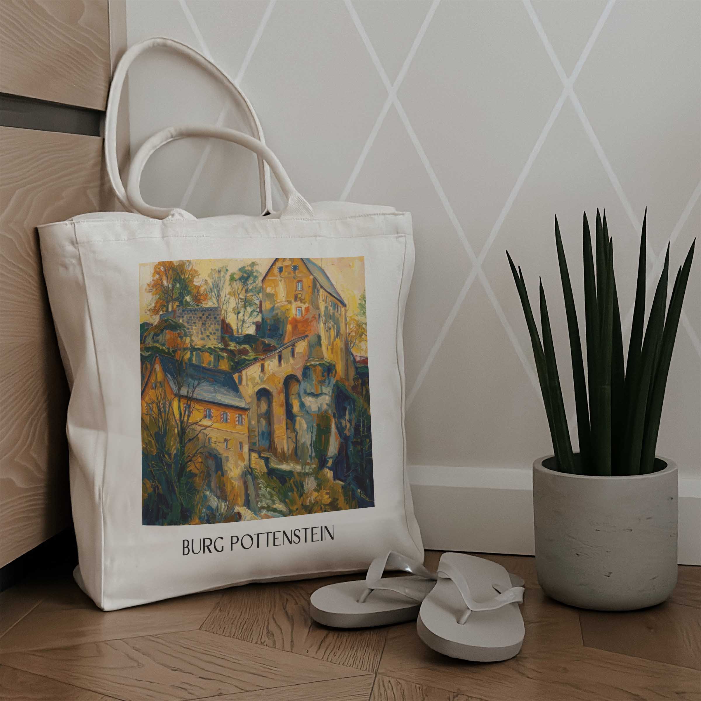burg-pottenstein-deutschland-einkaufstasche-oil-painting-oelgemaelde