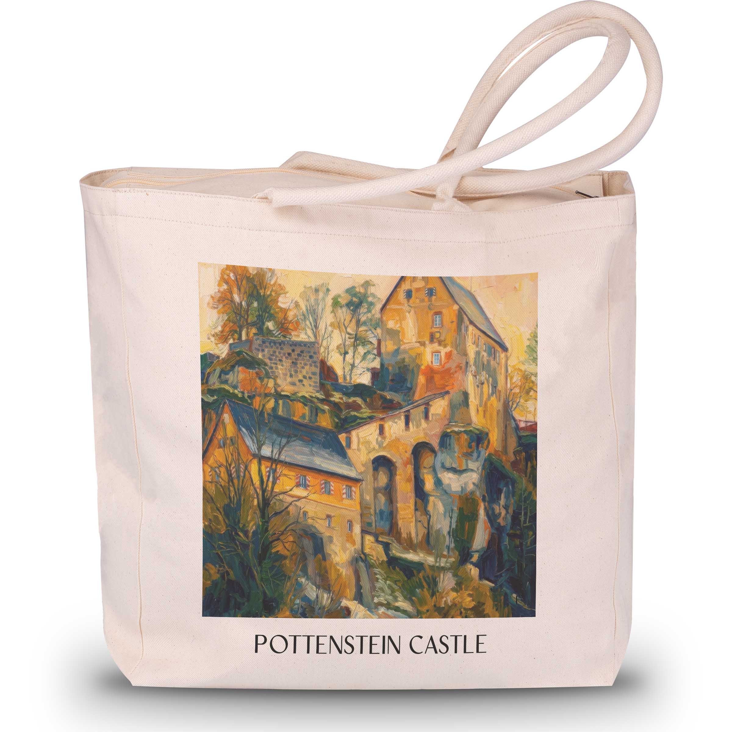 Burg Pottenstein - Deutschland Tote Bag - Einkaufstasche im Ölgemälde Stil
