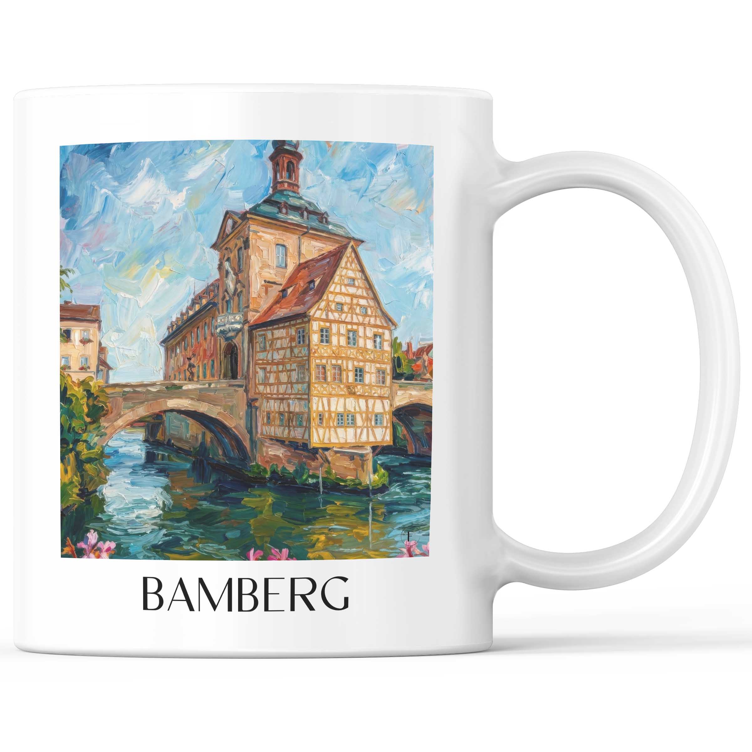 Bamberg - Deutschland Becher - Kaffeetasse im Ölgemälde Stil