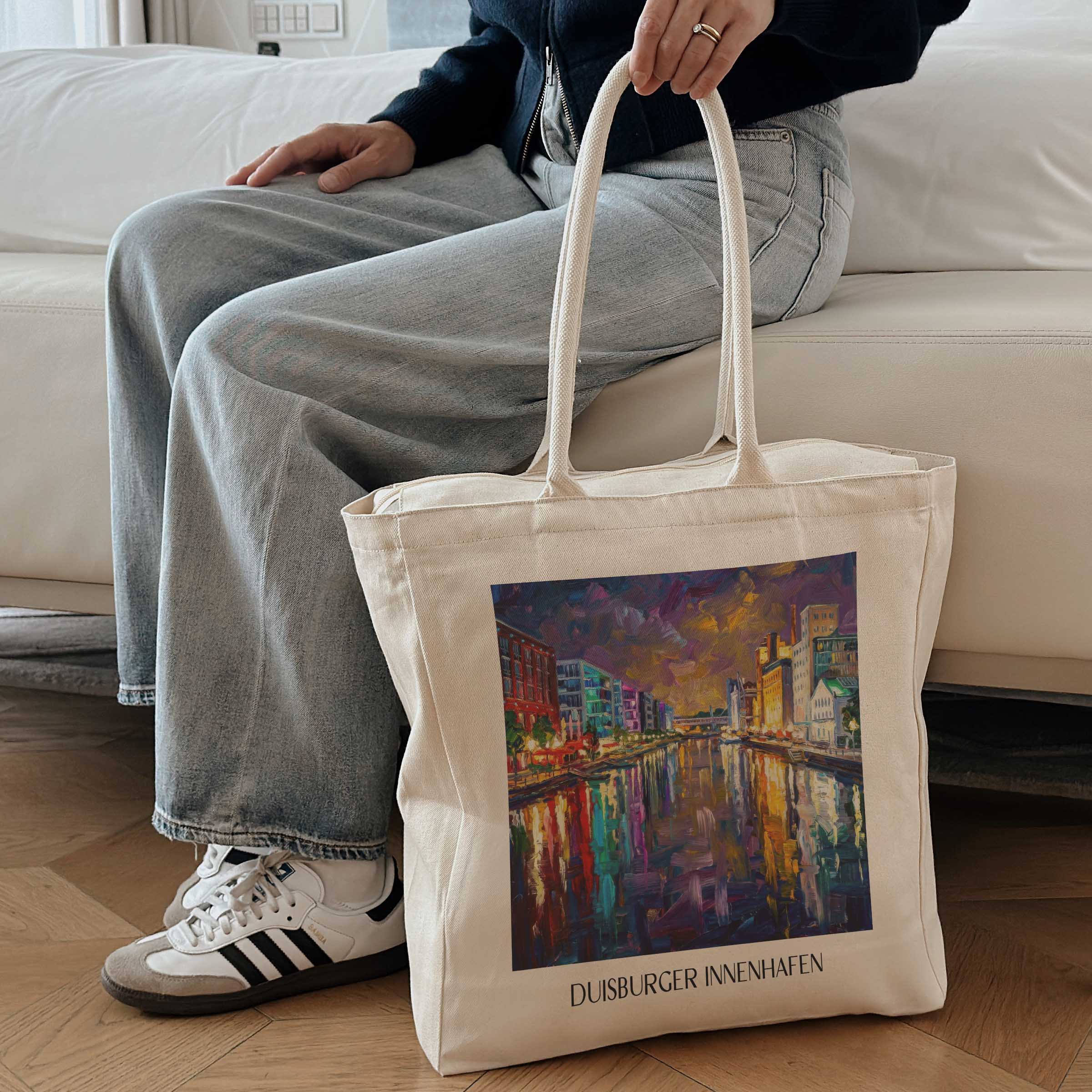 innenhafen-duisburg-deutschland-einkaufstasche-oil-painting-oelgemaelde