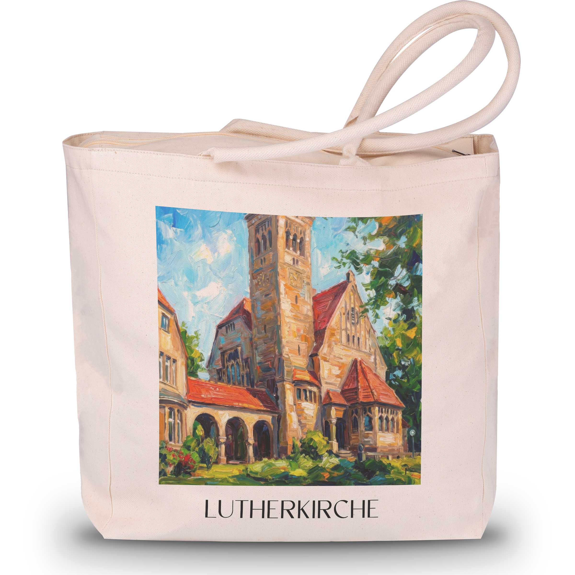 lutherkirche-bochum-deutschland-einkaufstasche-oil-painting-oelgemaelde
