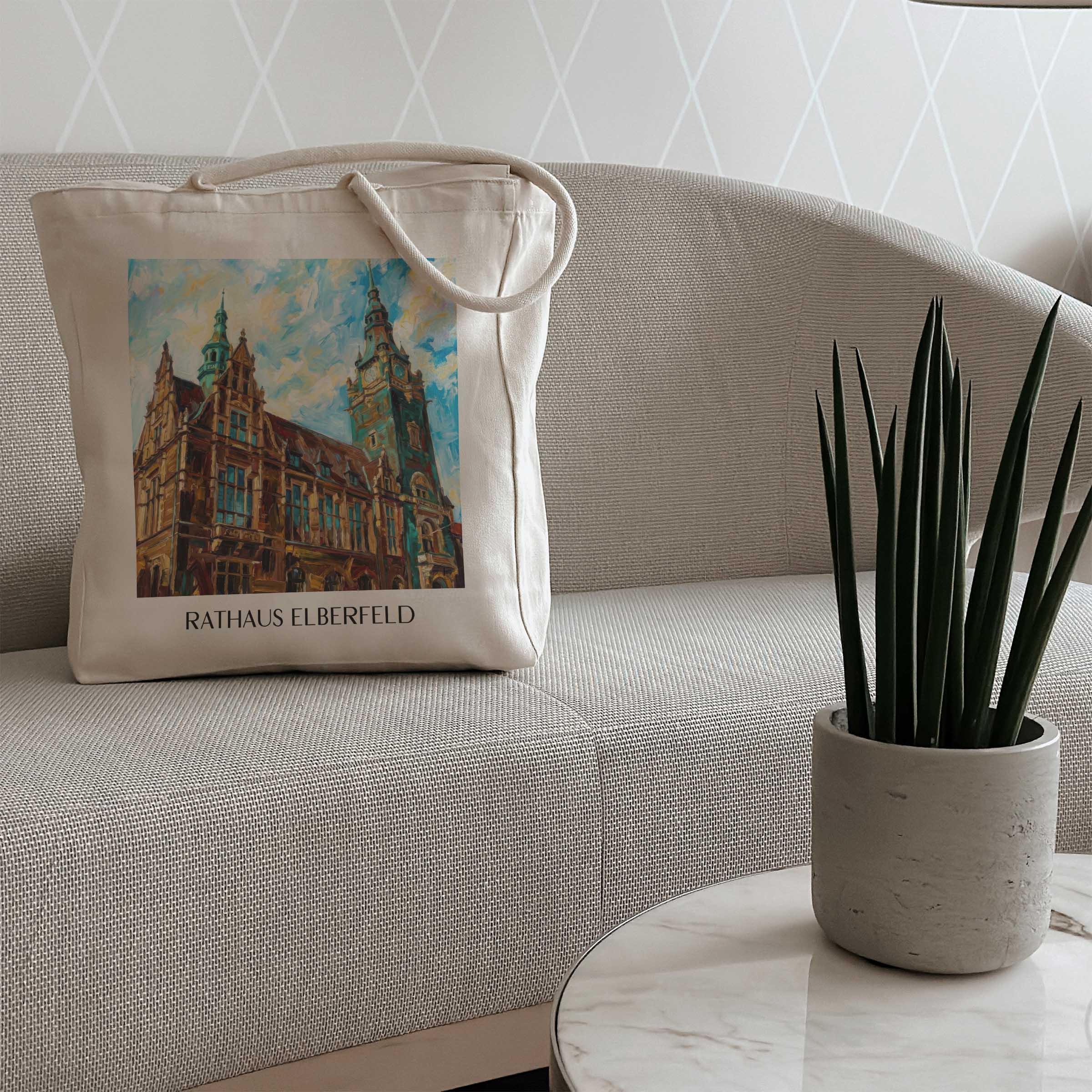 rathaus-elberfeld-wuppertal-deutschland-einkaufstasche-oil-painting-oelgemaelde