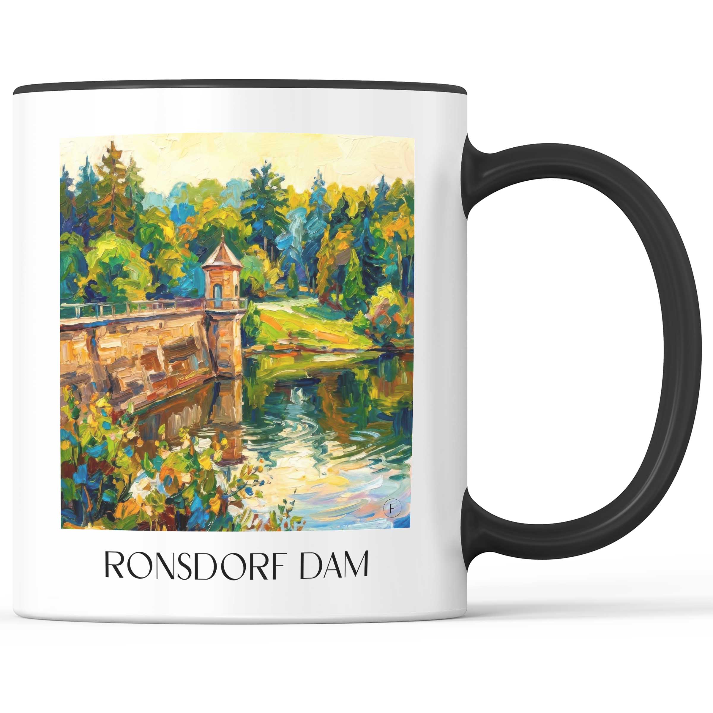 Ronsdorfer Talsperre Kaffeebecher - Wuppertal - Deutschland Becher - Kaffeetasse im Ölgemälde Stil