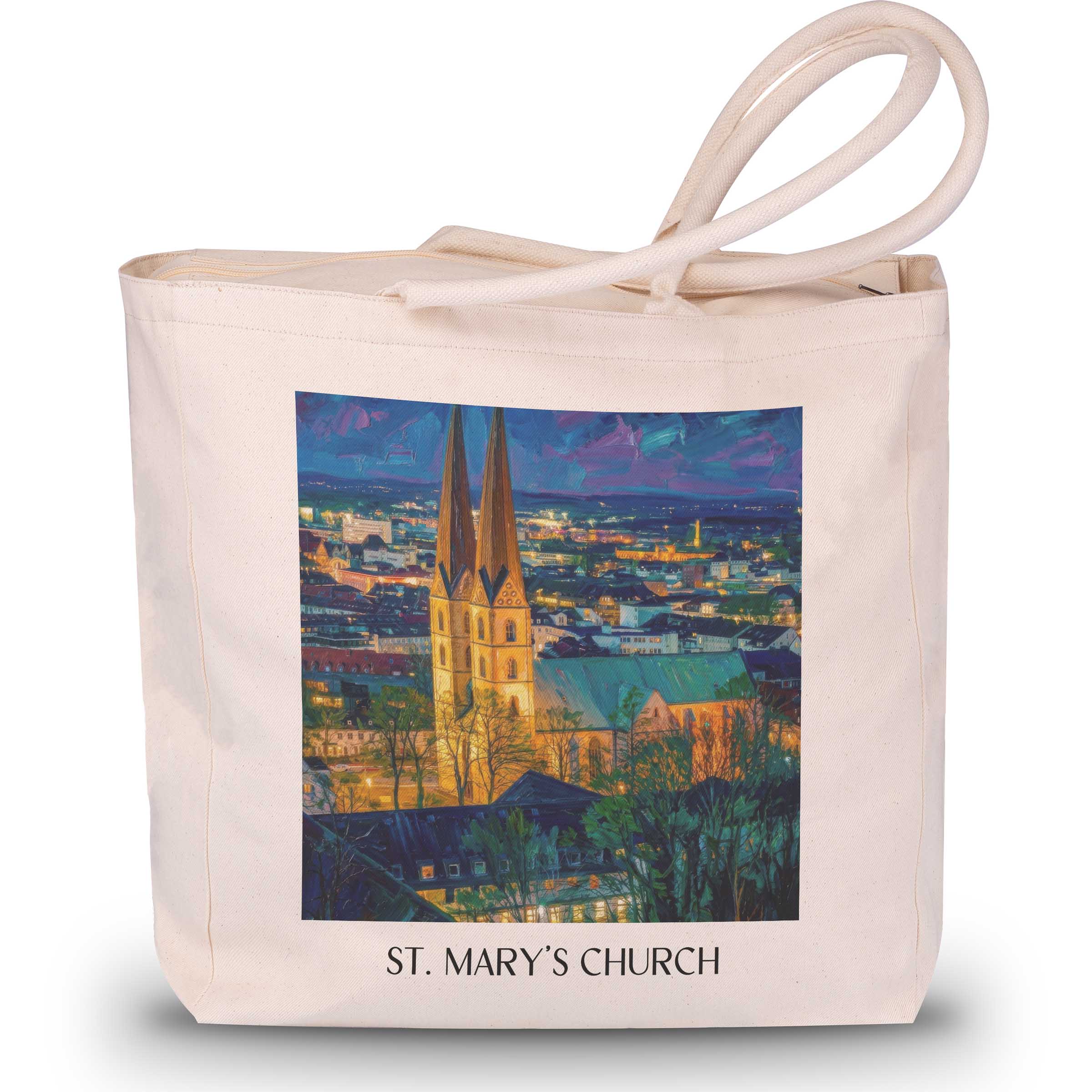 Marienkirche Shopping Tasche - Bielefeld - Deutschland Tote Bag - Einkaufstasche im Ölgemälde Stil