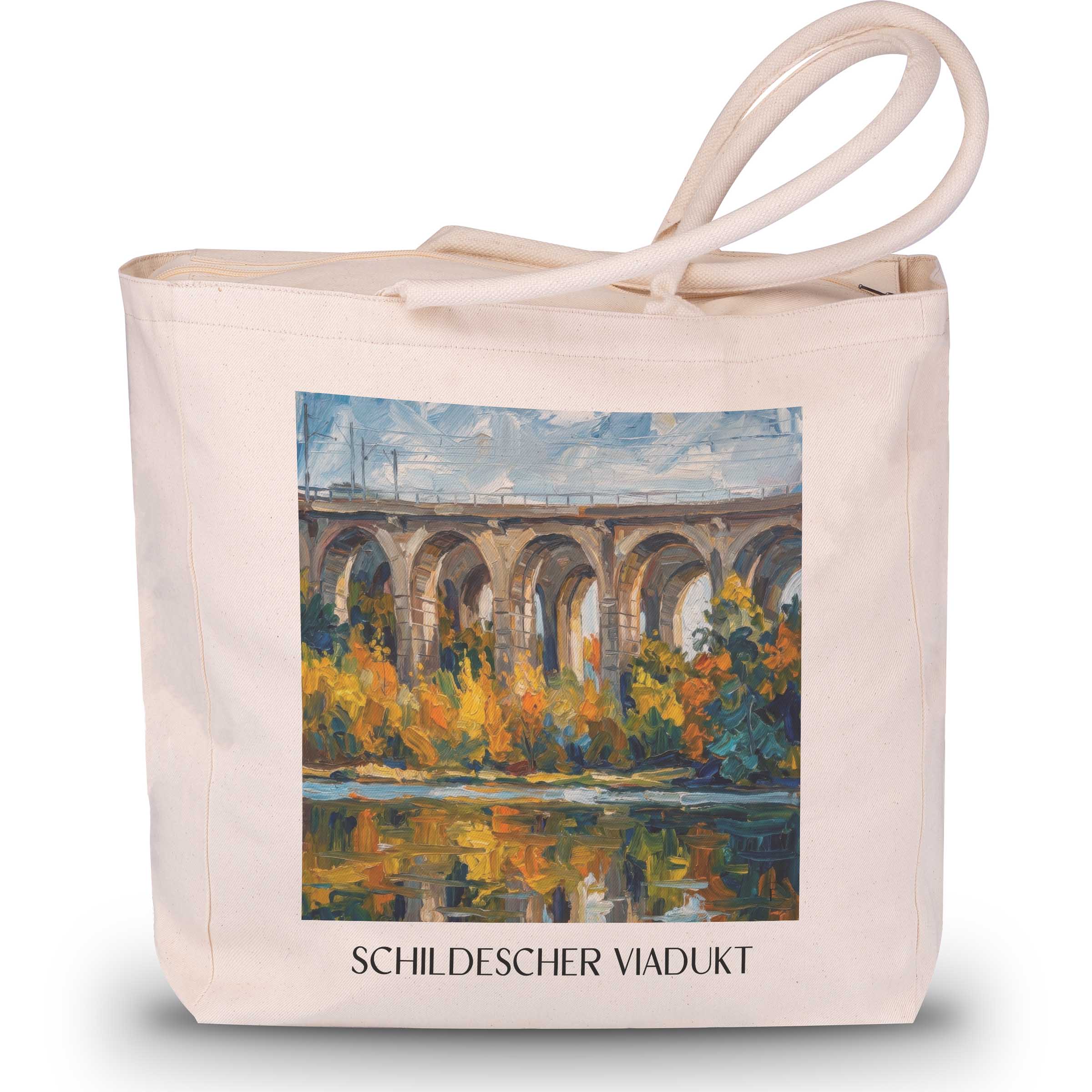 schildescher-viadukt-bielefeld-deutschland-einkaufstasche-oil-painting-oelgemaelde