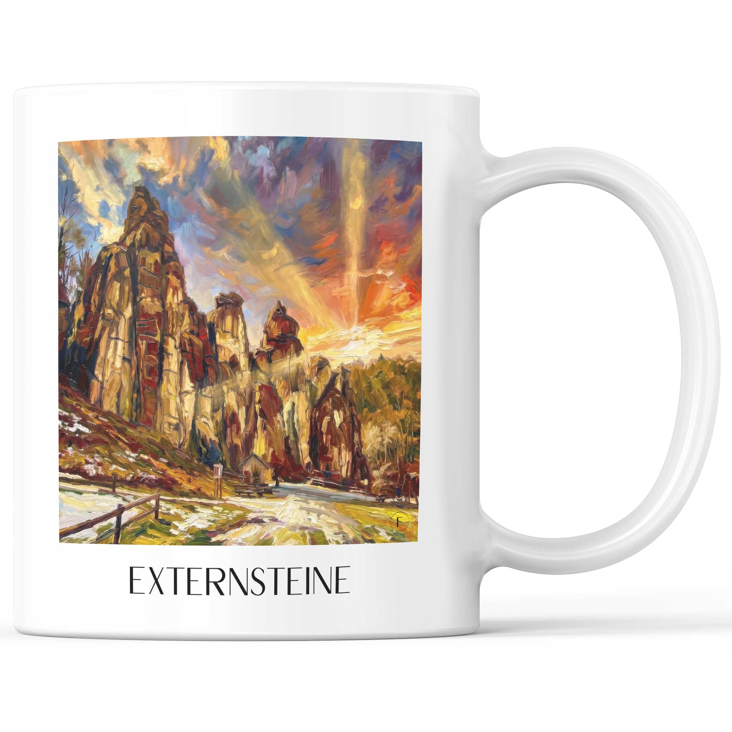 Externsteine Kaffeebecher - Detmold - Deutschland Becher - Kaffeetasse im Ölgemälde Stil