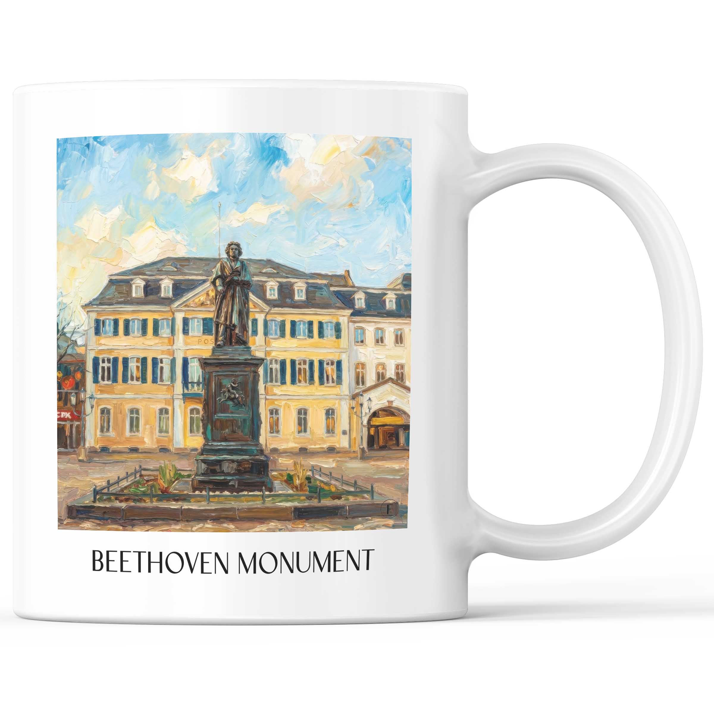 Beethoven-Denkmal Kaffeebecher - Bonn - Deutschland Becher - Kaffeetasse im Ölgemälde Stil