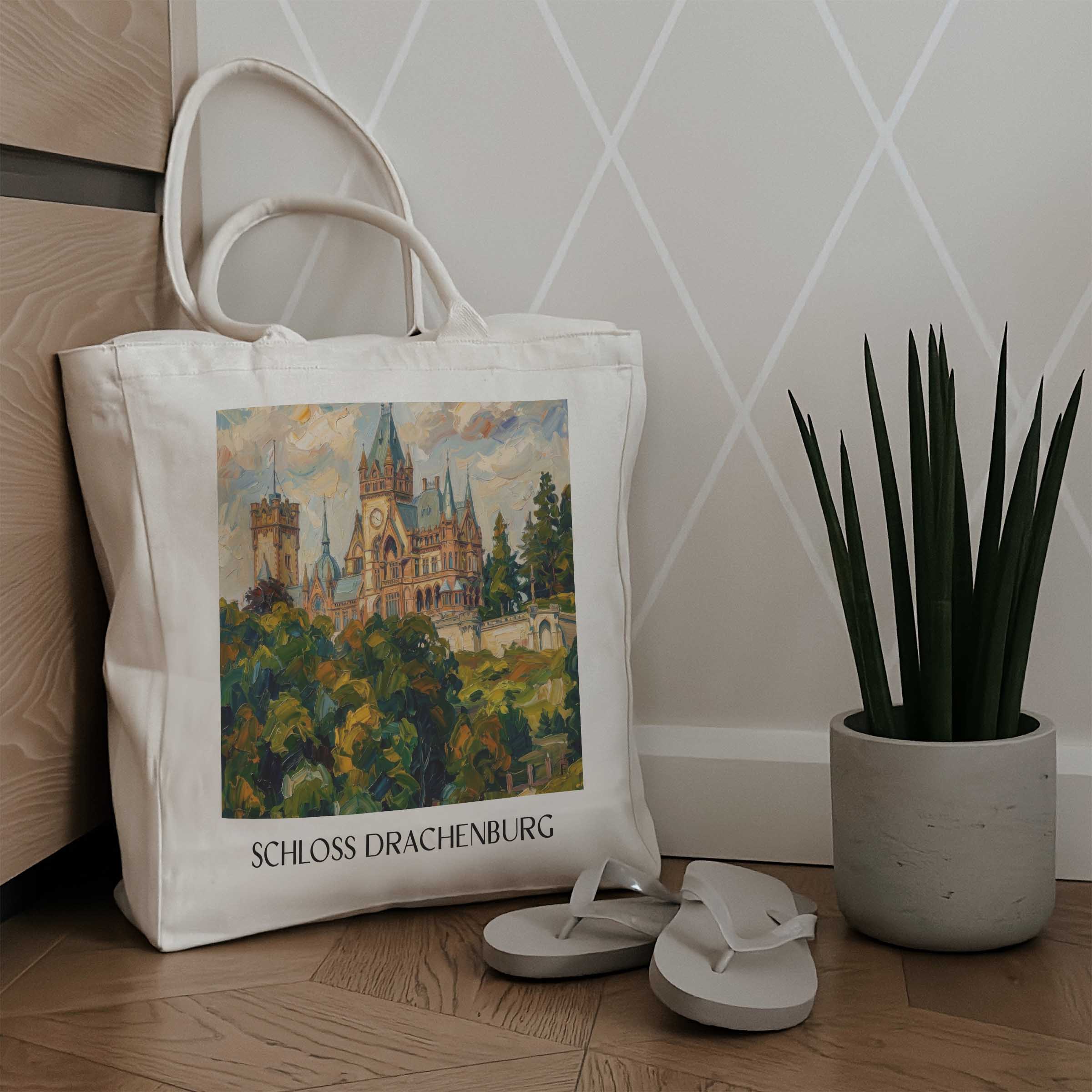 schloss-drachenburg-königswinter-deutschland-einkaufstasche-oil-painting-oelgemaelde
