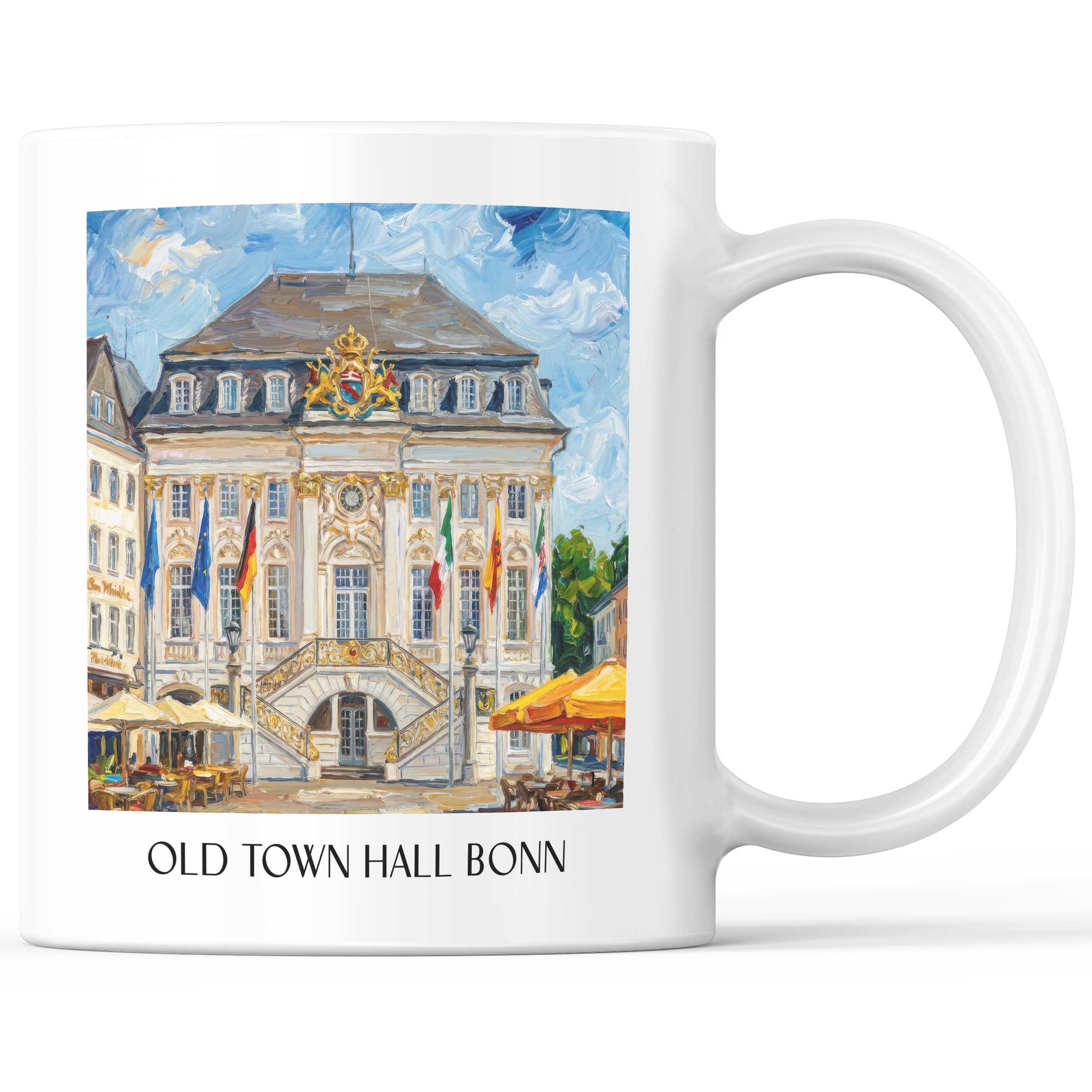 Altes Rathaus Kaffeebecher - Bonn - Deutschland Becher - Kaffeetasse im Ölgemälde Stil