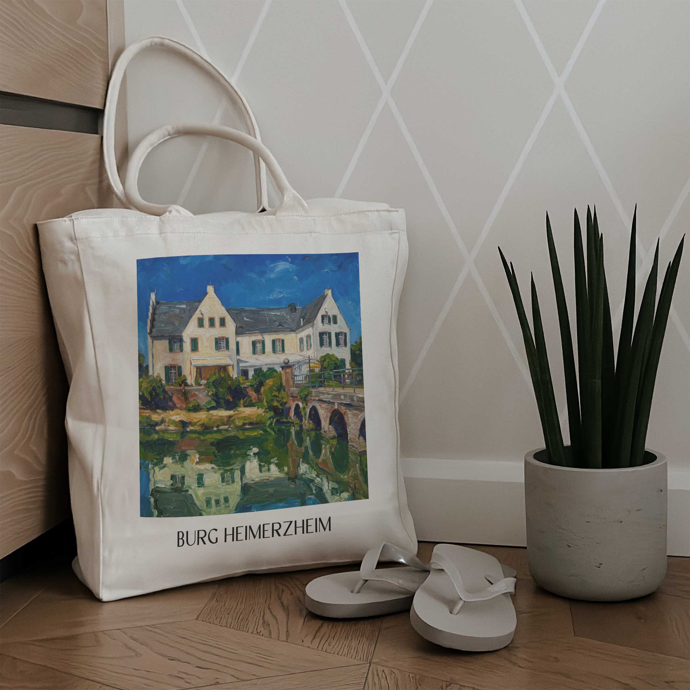 burg-heimerzheim-rheinland-deutschland-einkaufstasche-oil-painting-oelgemaelde