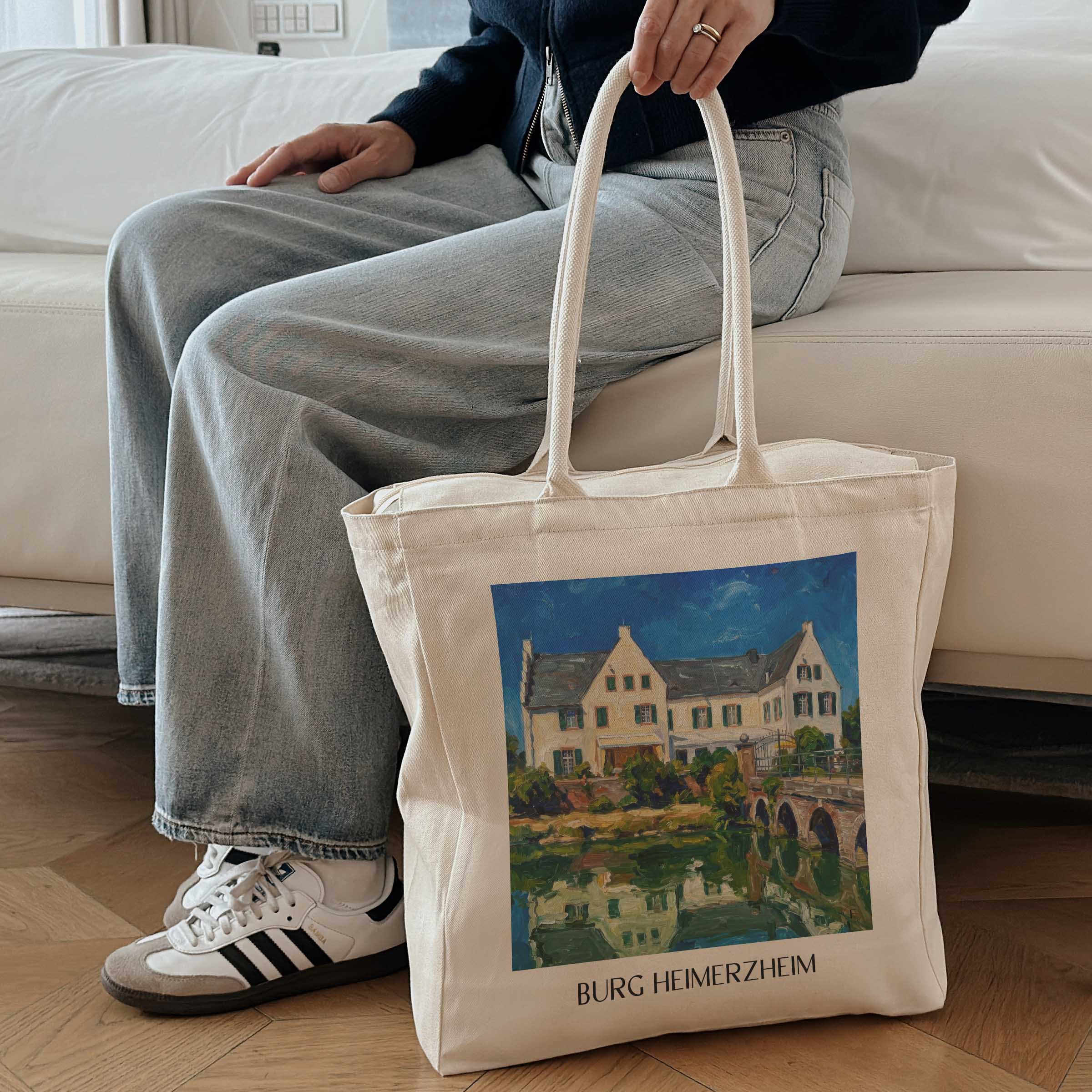 burg-heimerzheim-rheinland-deutschland-einkaufstasche-oil-painting-oelgemaelde