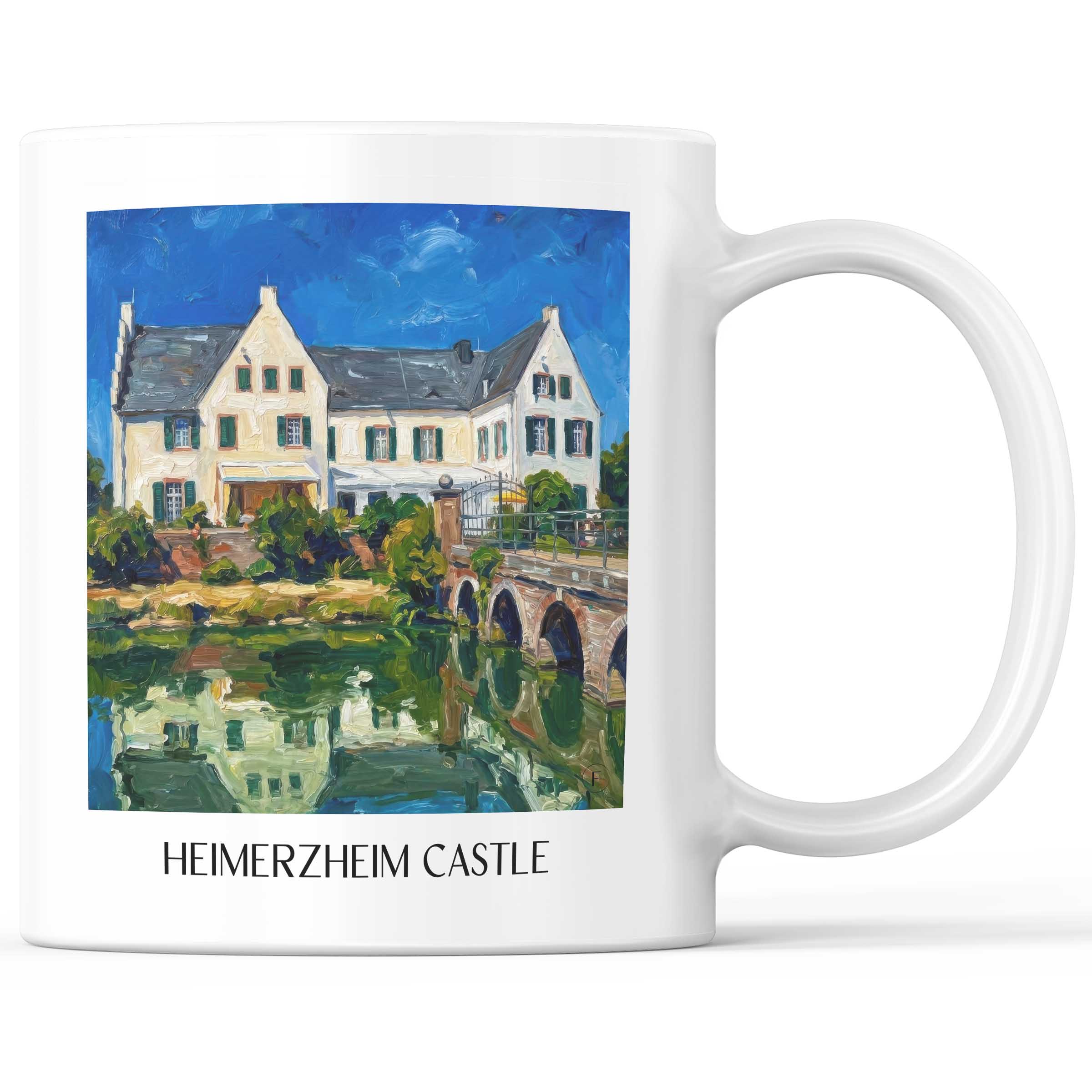 Burg Heimerzheim Kaffeebecher - Rheinland - Deutschland Becher - Kaffeetasse im Ölgemälde Stil