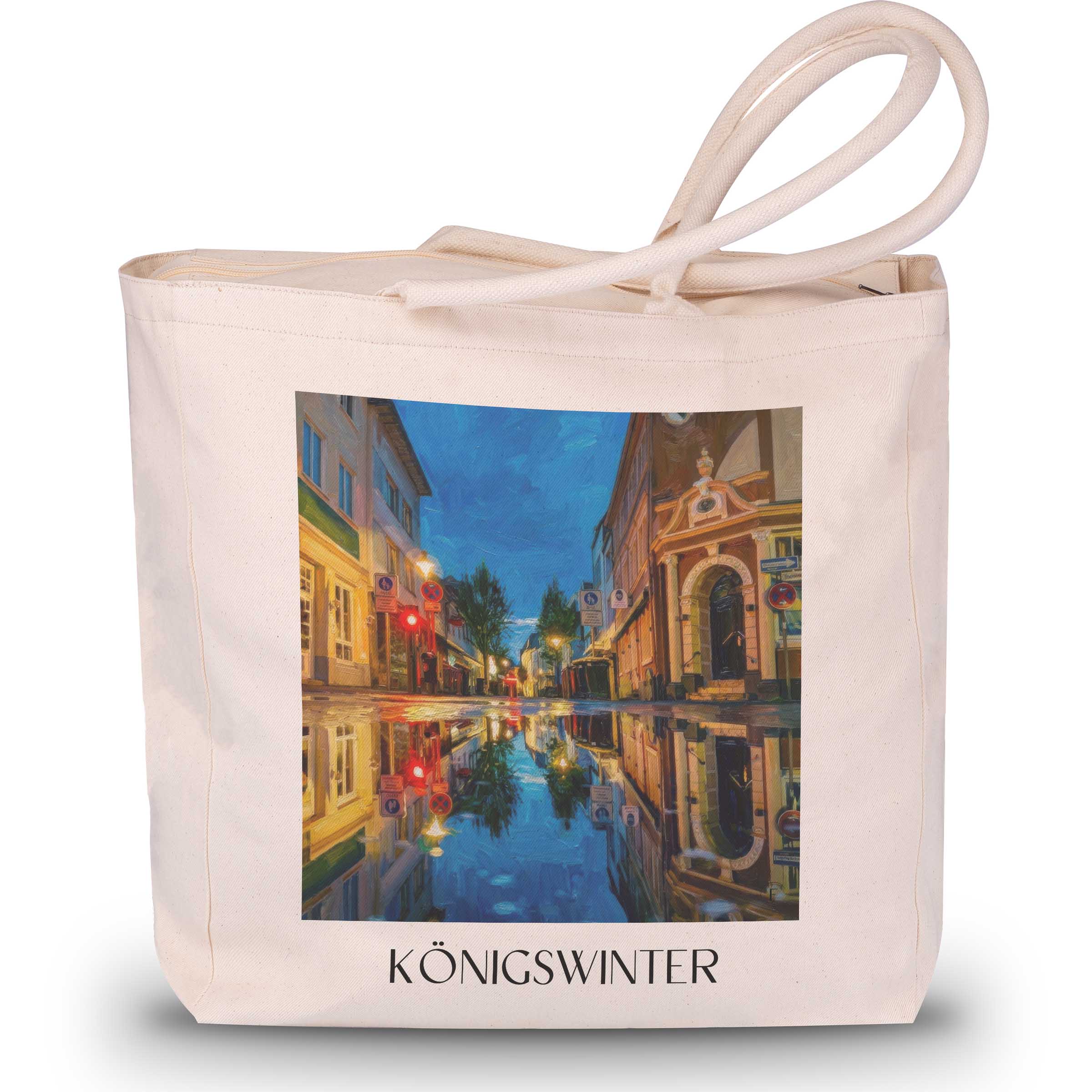 Königswinter Shopping Tasche - Rheinland - Deutschland Tote Bag - Einkaufstasche im Ölgemälde Stil
