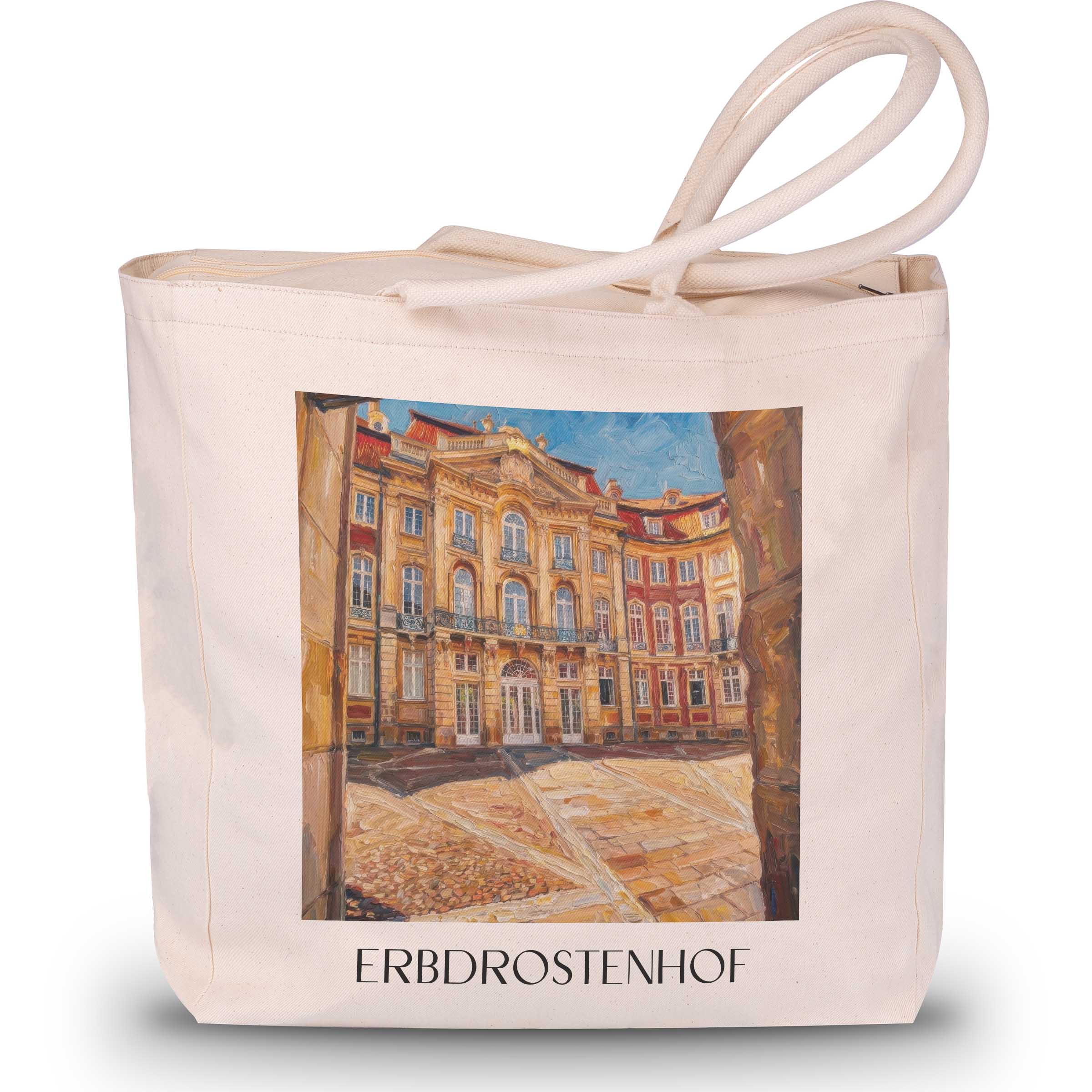 Erbdrostenhof Shopping Tasche - Münster - Deutschland Tote Bag - Einkaufstasche im Ölgemälde Stil