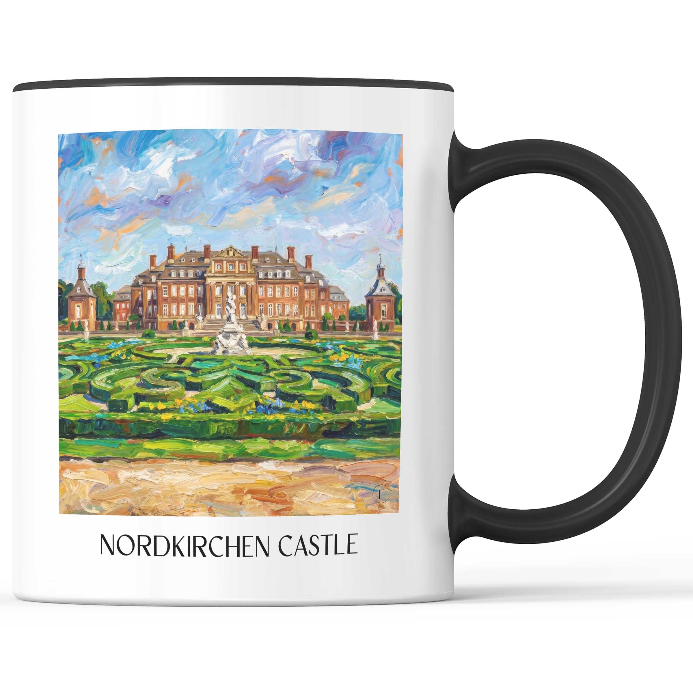 Schloss Nordkirchen Kaffeebecher - Münsterland - Deutschland Becher - Kaffeetasse im Ölgemälde Stil
