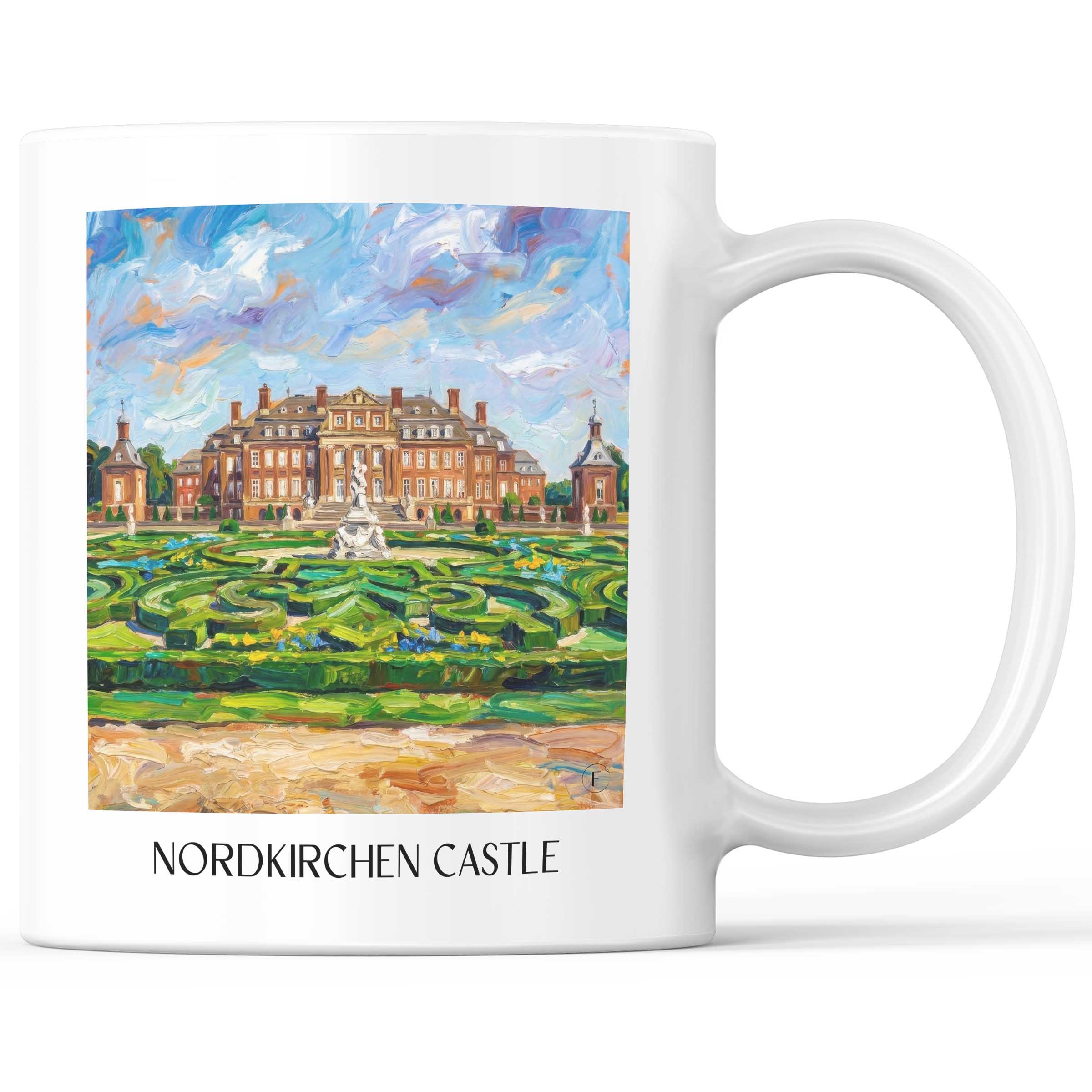Schloss Nordkirchen Kaffeebecher - Münsterland - Deutschland Becher - Kaffeetasse im Ölgemälde Stil