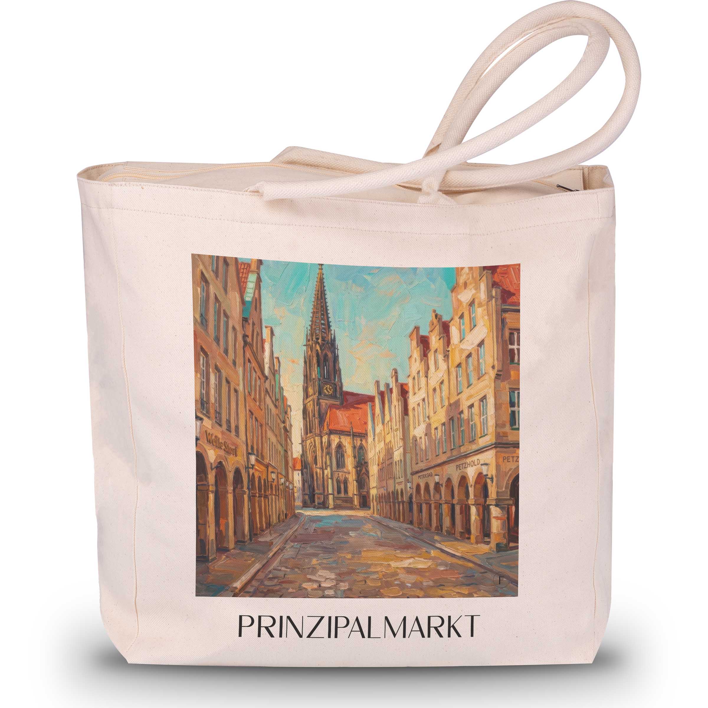 prinzipalmarkt-münster-deutschland-einkaufstasche-oil-painting-oelgemaelde