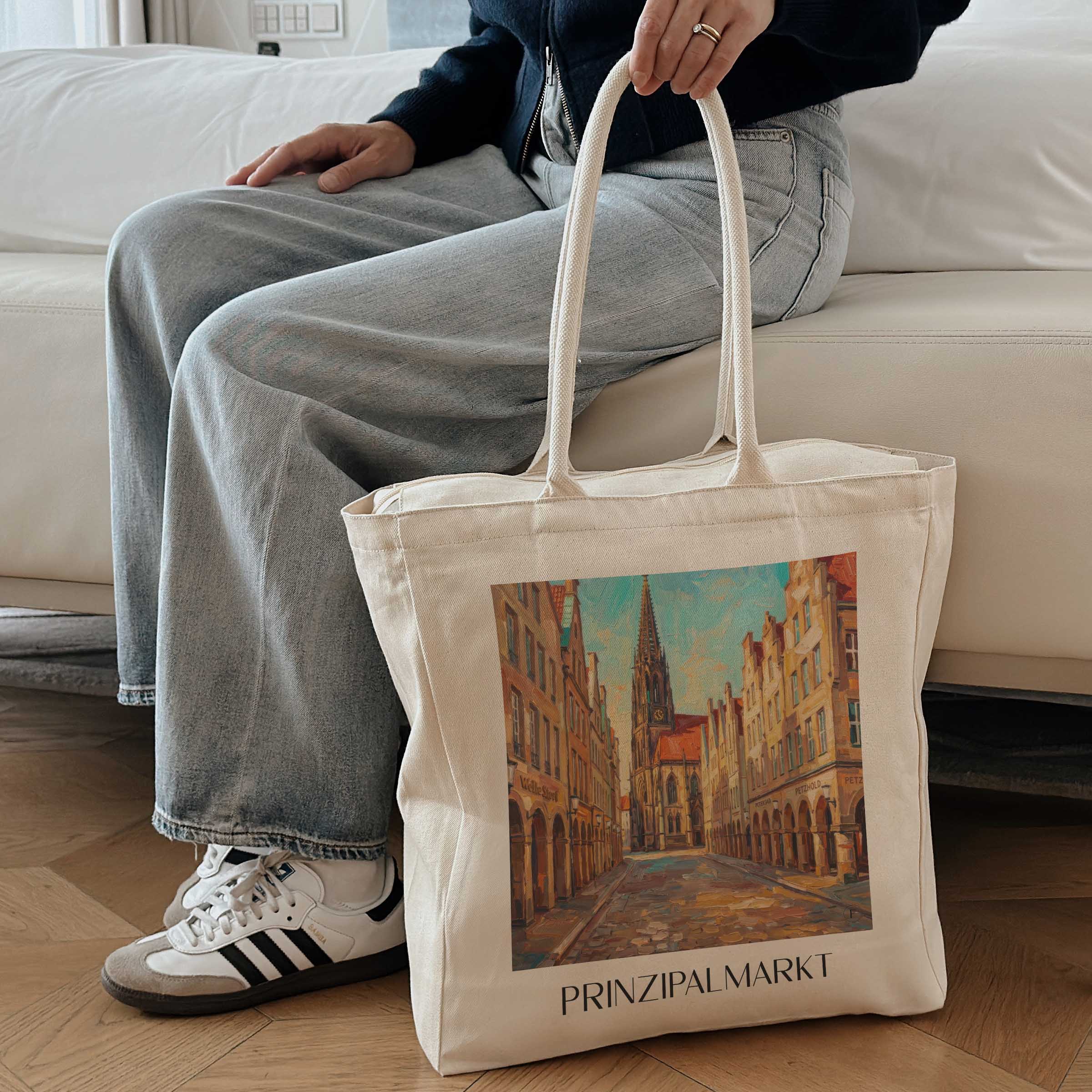 prinzipalmarkt-münster-deutschland-einkaufstasche-oil-painting-oelgemaelde