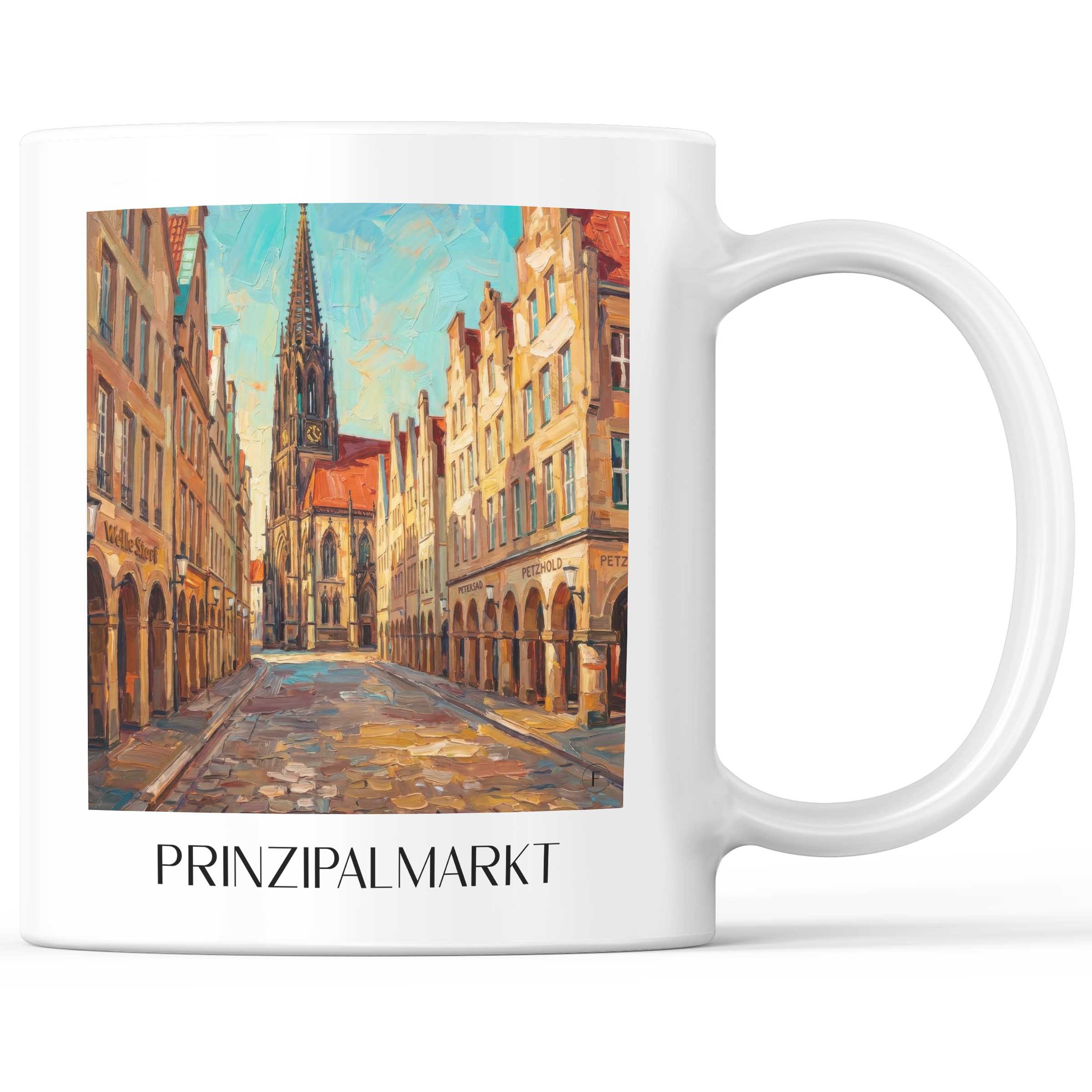 Prinzipalmarkt Kaffeebecher - Münster - Deutschland Becher - Kaffeetasse im Ölgemälde Stil