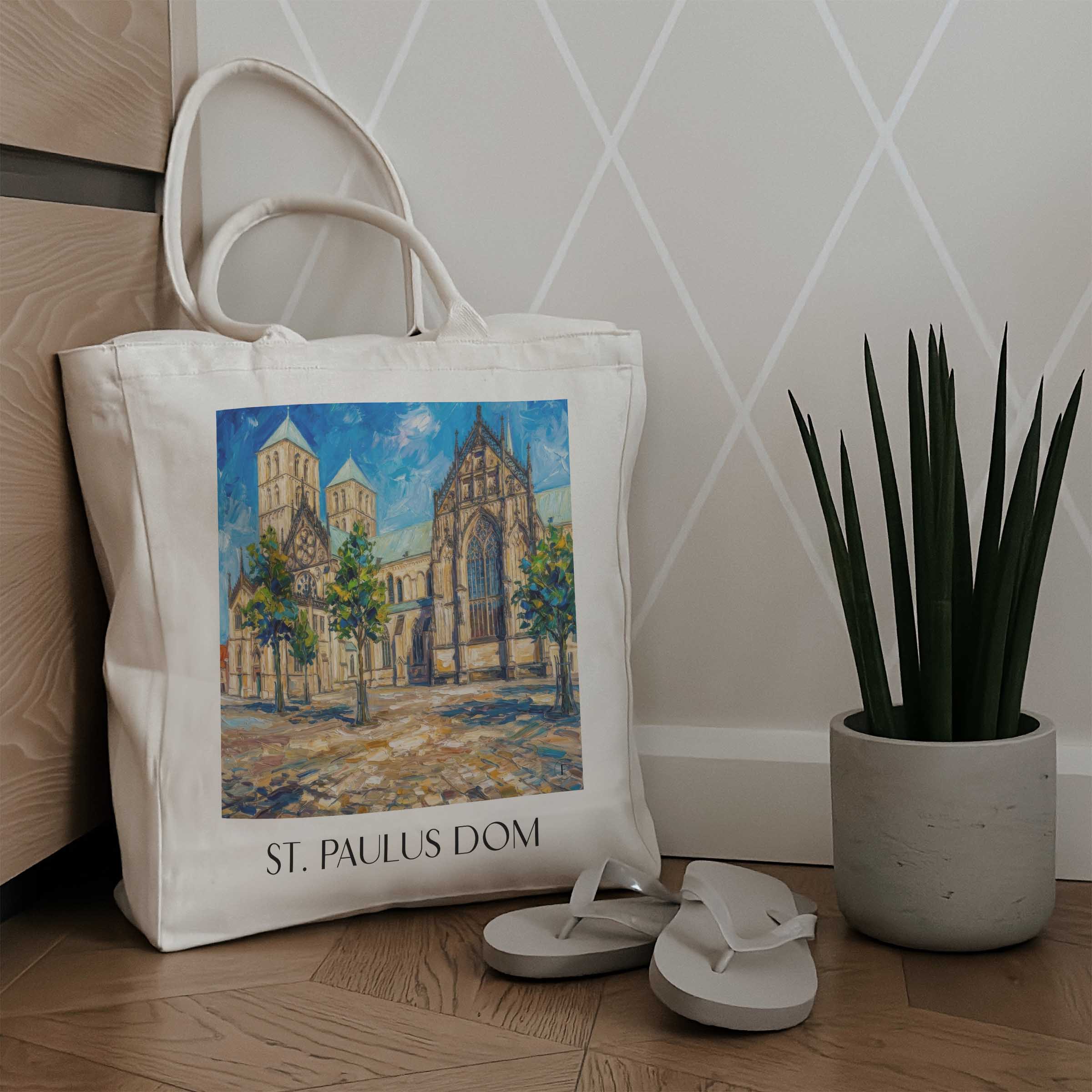 st.-paulus-dom-münster-deutschland-einkaufstasche-oil-painting-oelgemaelde