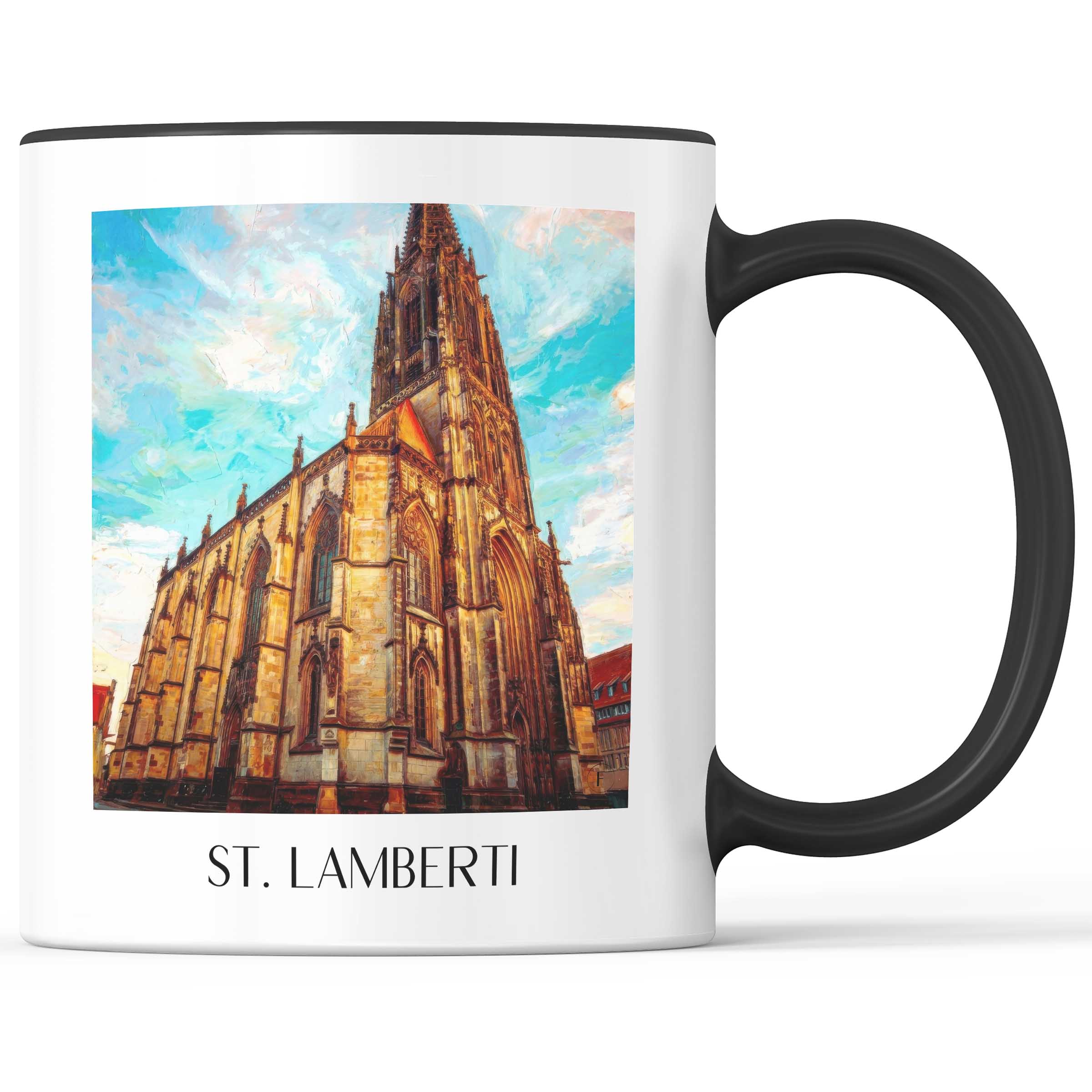 St. Lamberti Kaffeebecher - Münster - Deutschland Becher - Kaffeetasse im Ölgemälde Stil