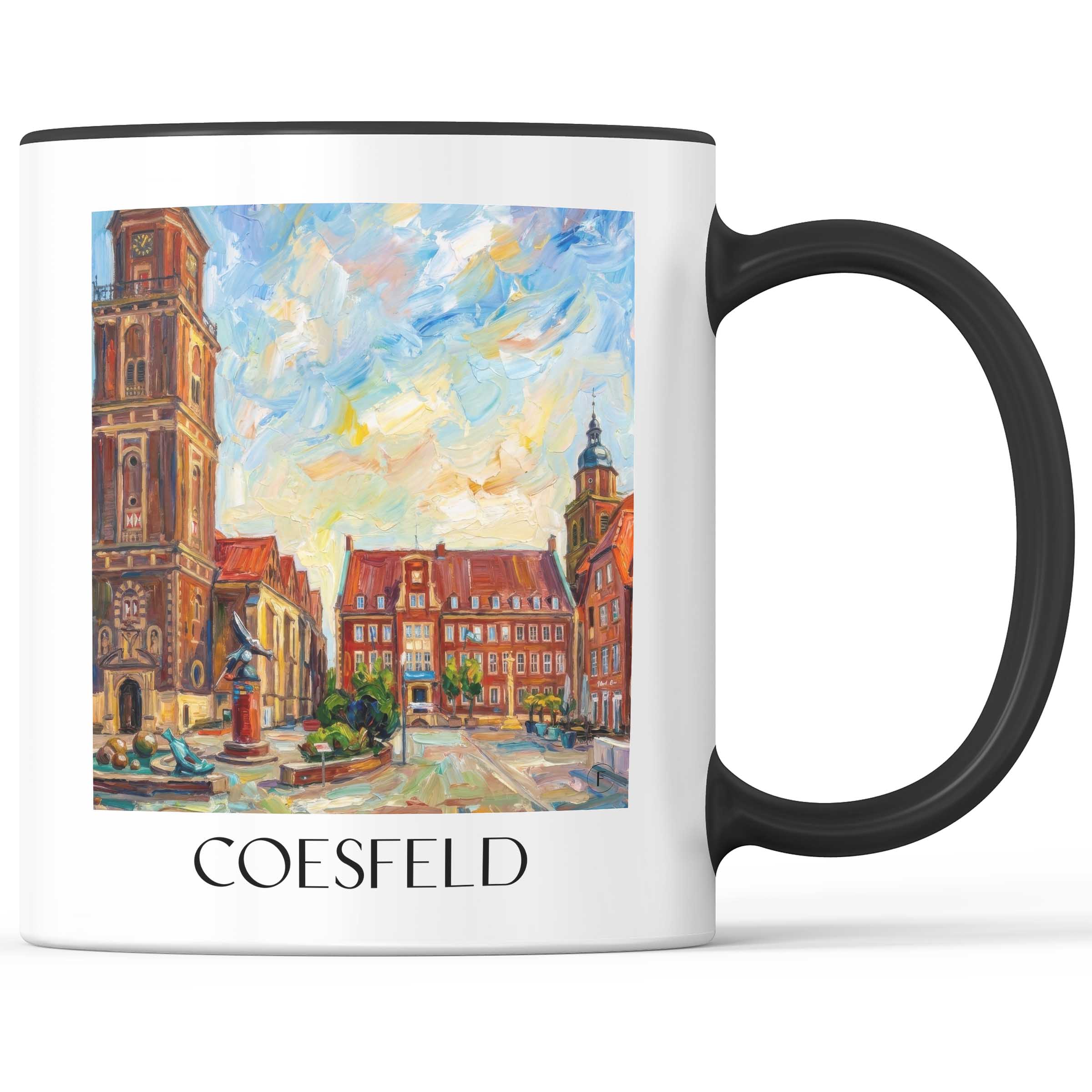Coesfeld Kaffeebecher - Münsterland - Deutschland Becher - Kaffeetasse im Ölgemälde Stil