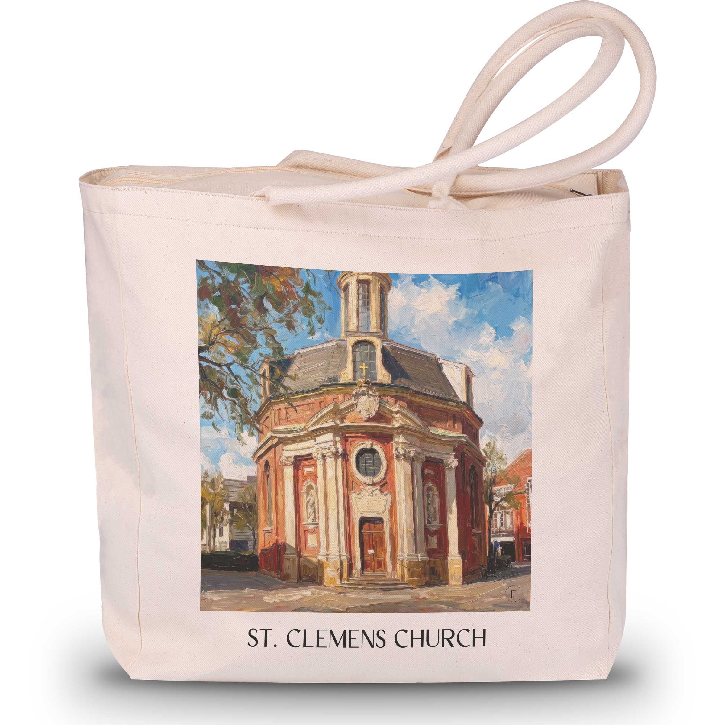 Clemenskirche Shopping Tasche - Münster - Deutschland Tote Bag - Einkaufstasche im Ölgemälde Stil