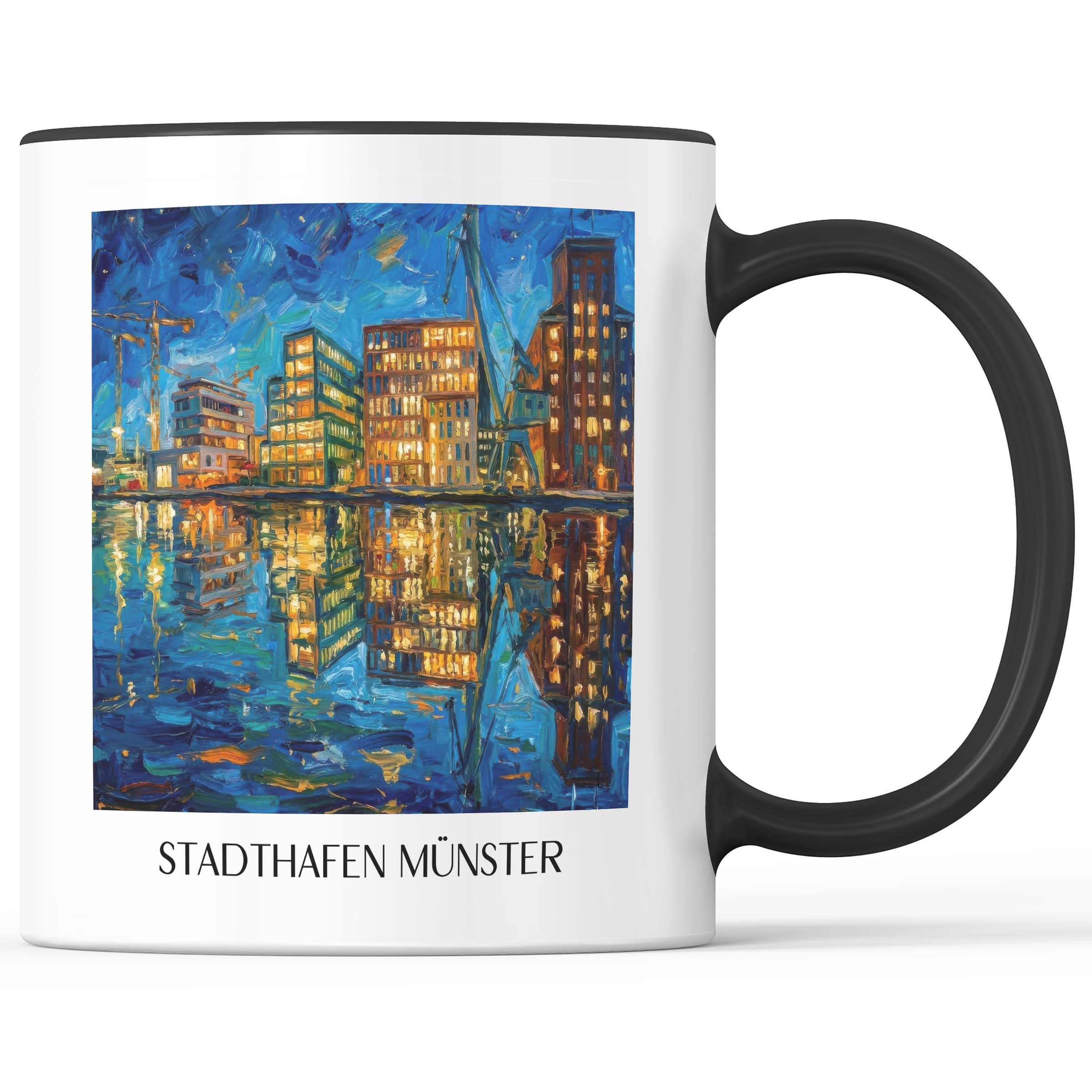 stadthafen-münster-deutschland-kaffeebecher-oil-painting-oelgemaelde