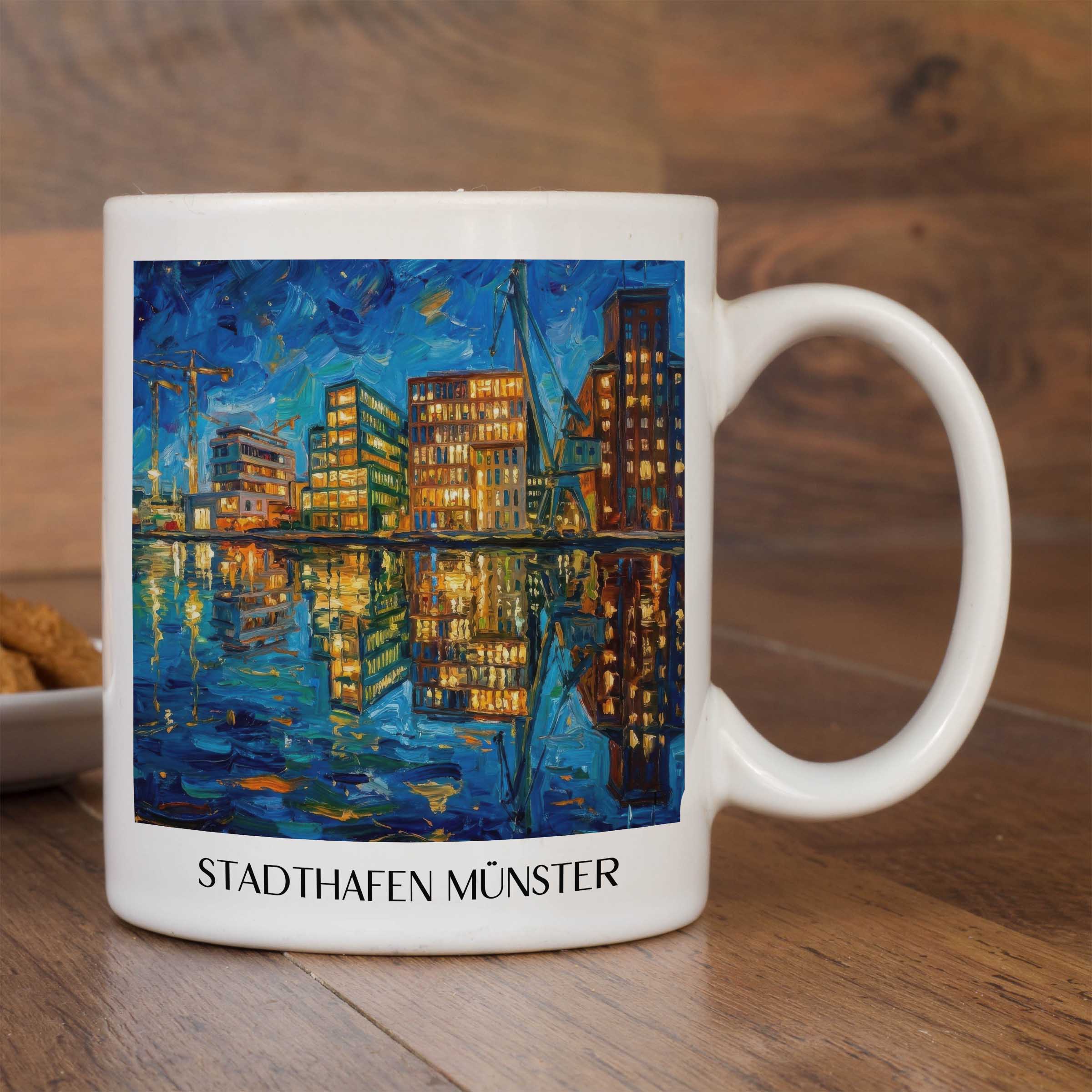 stadthafen-münster-deutschland-kaffeebecher-oil-painting-oelgemaelde